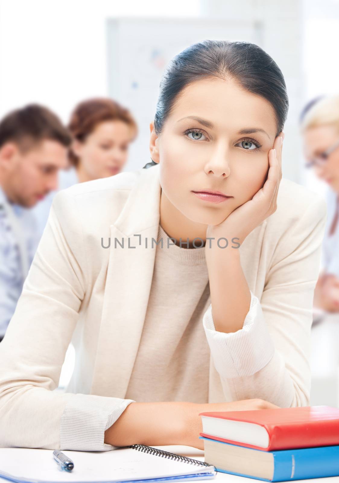 stressed businesswoman in office by dolgachov