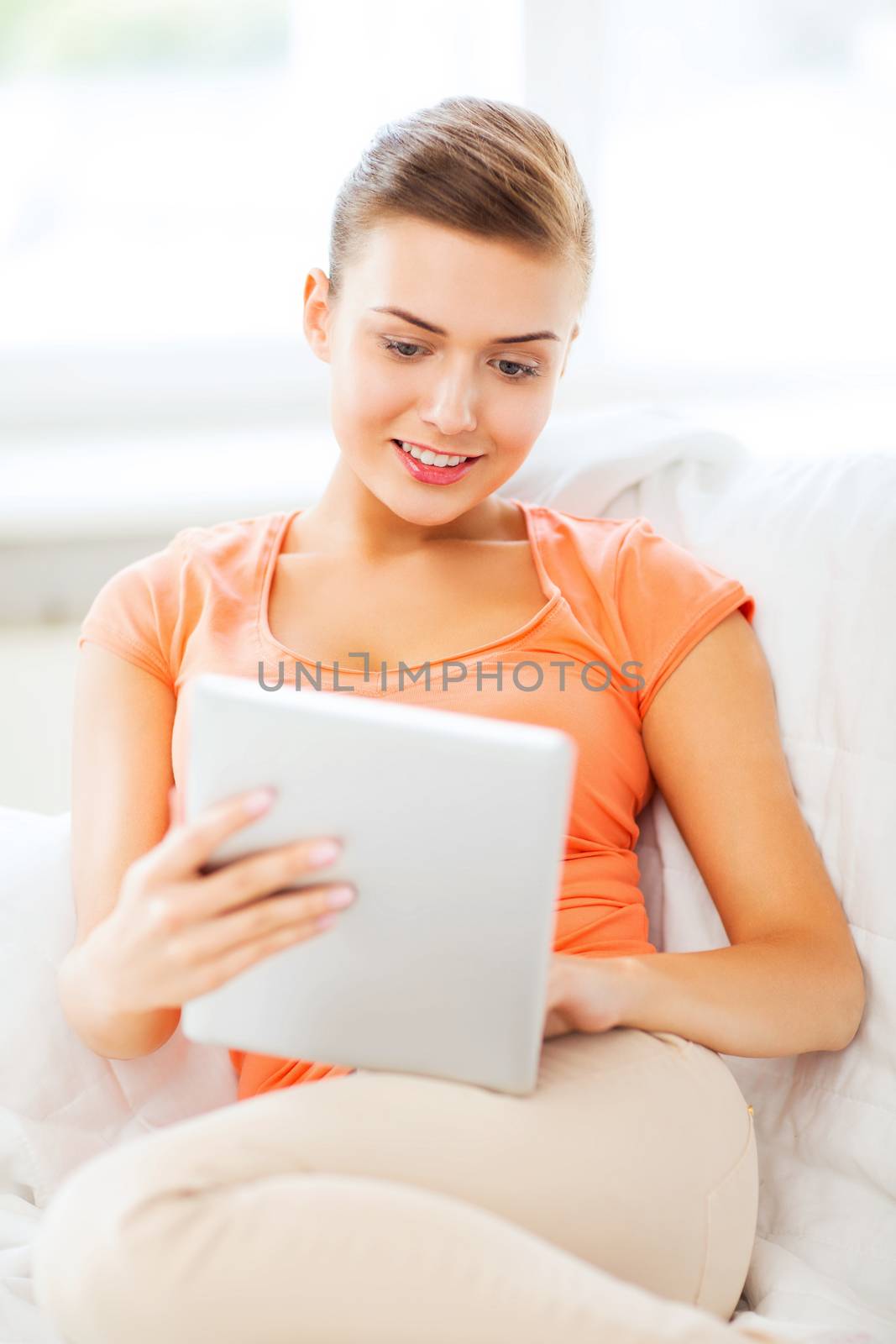 woman with tablet pc by dolgachov