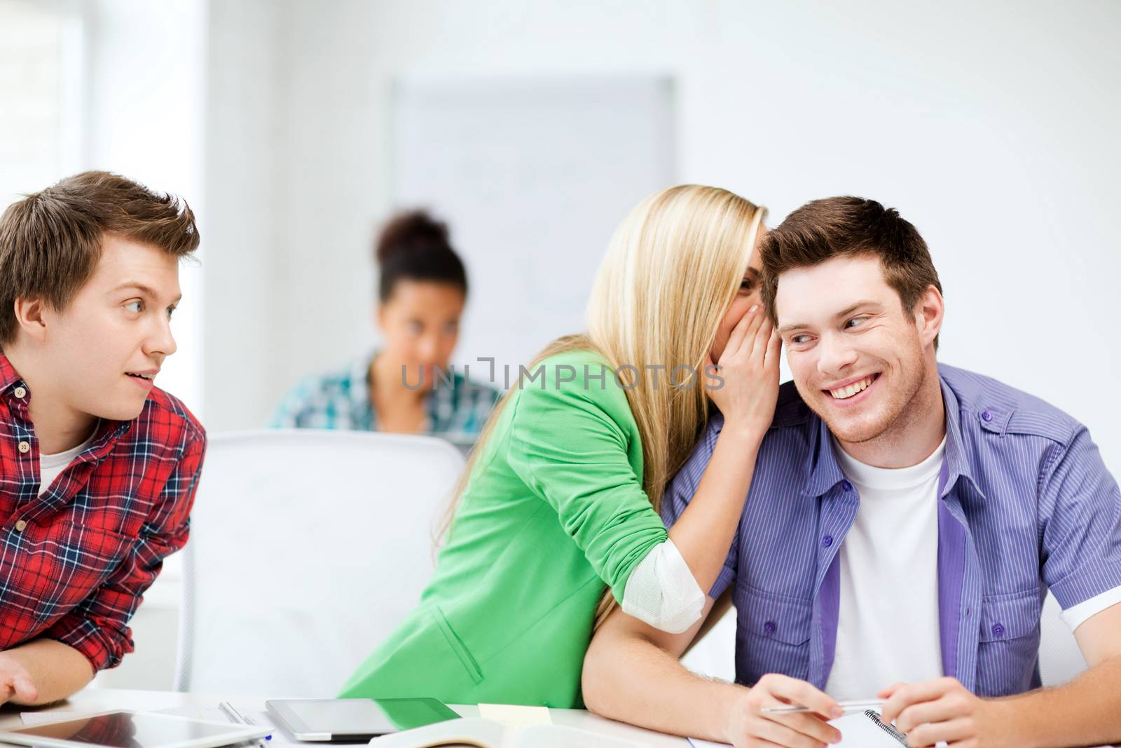 group of students gossiping at school by dolgachov