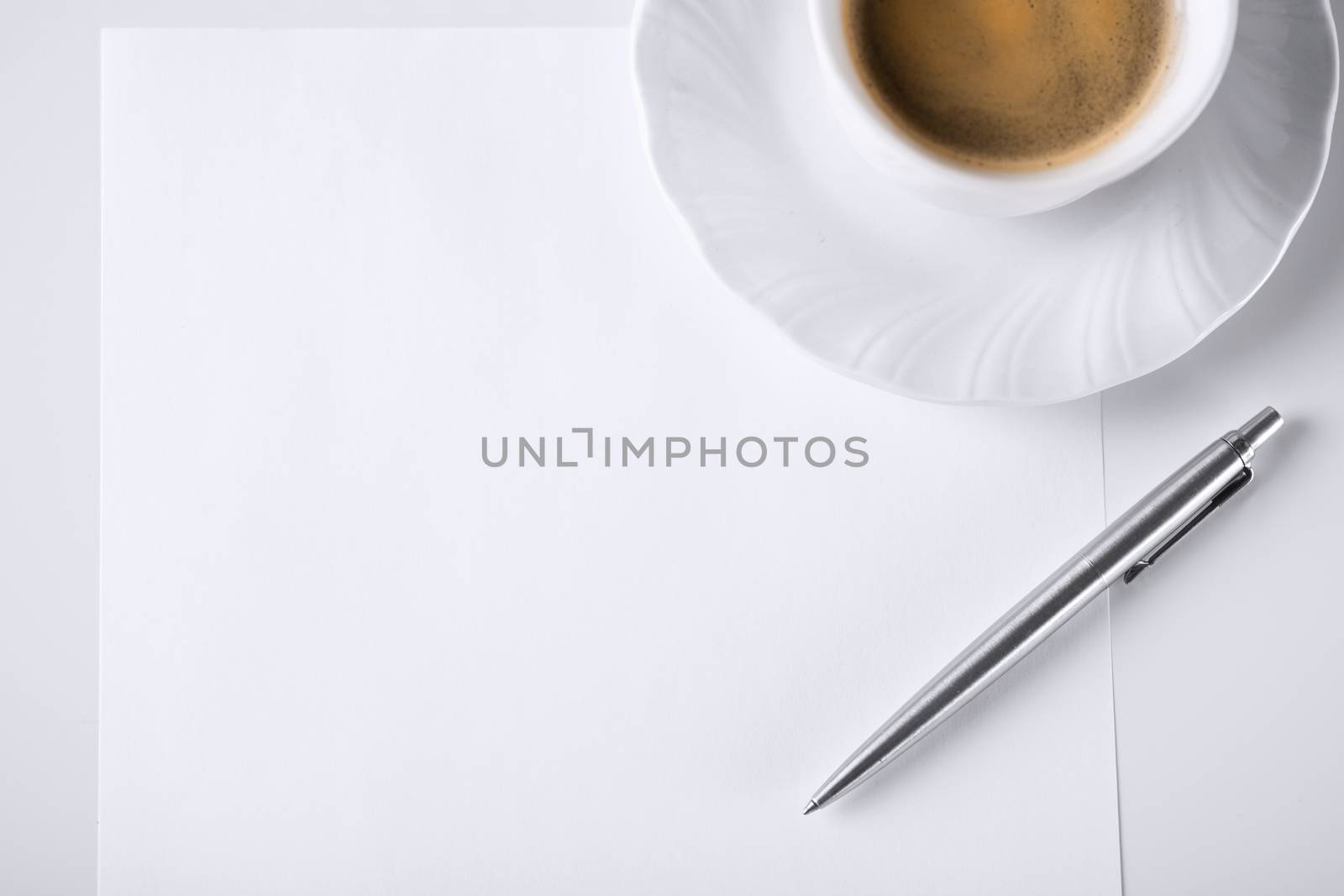 blank paper for note and coffee by dolgachov