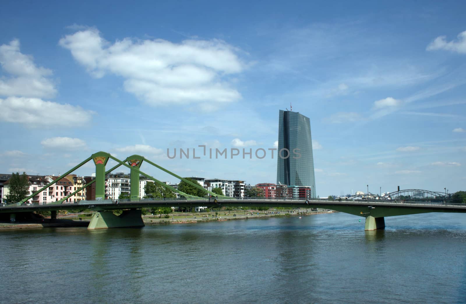 FRANKFURT AM MAIN, GERMANY, MAY The 4th 2014: 
Banking district in  Frankfurt am Main taken from the river bank, Germany, Europe. Picture taken on May the 4th 2014.