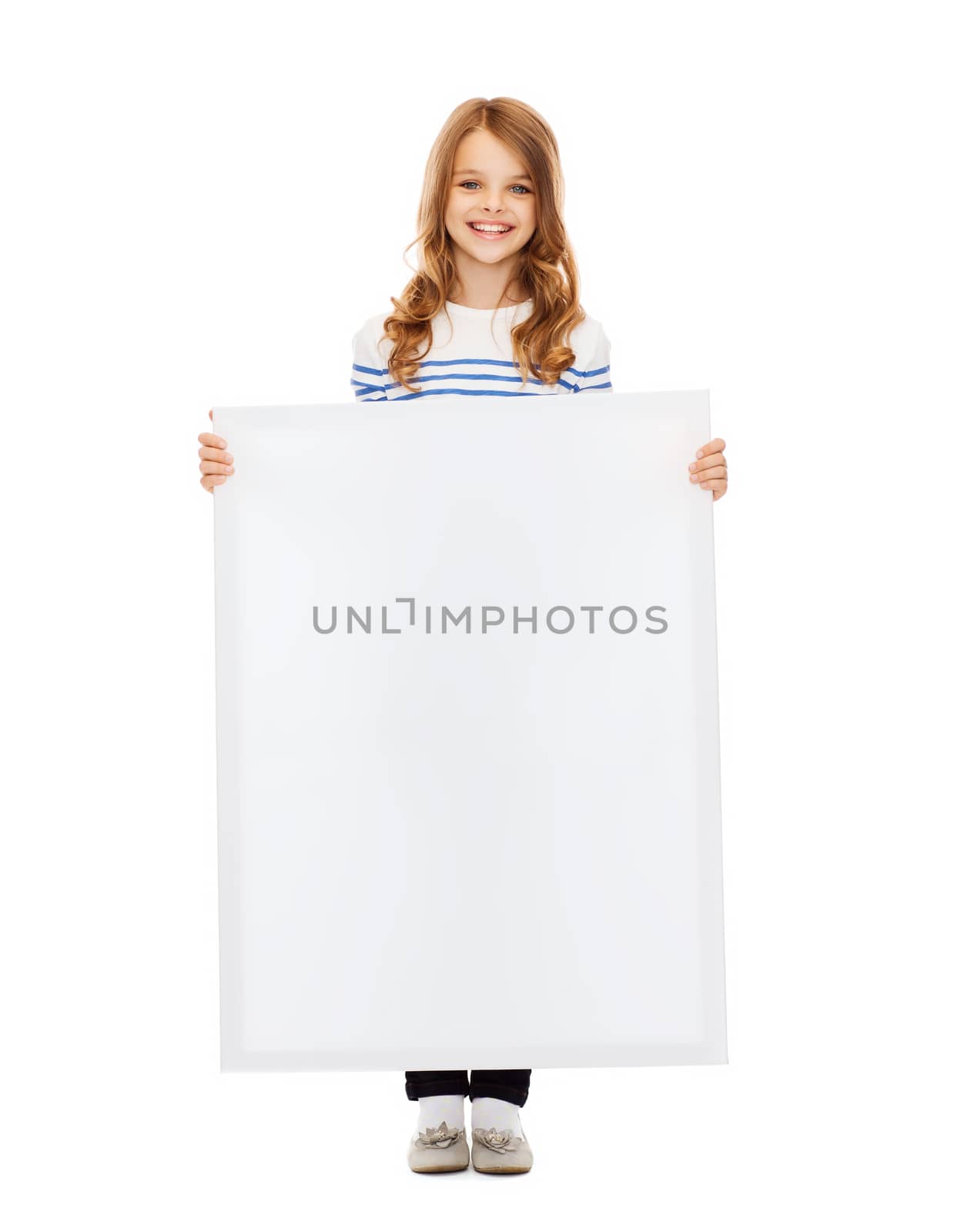 little girl with blank white board by dolgachov