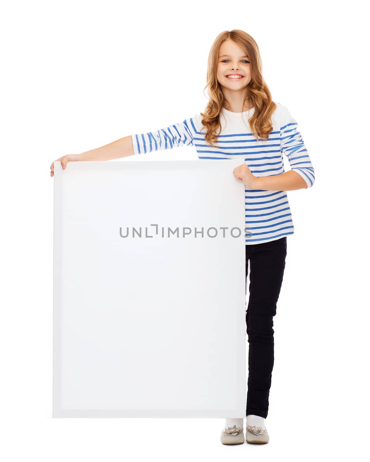 little girl with blank white board by dolgachov