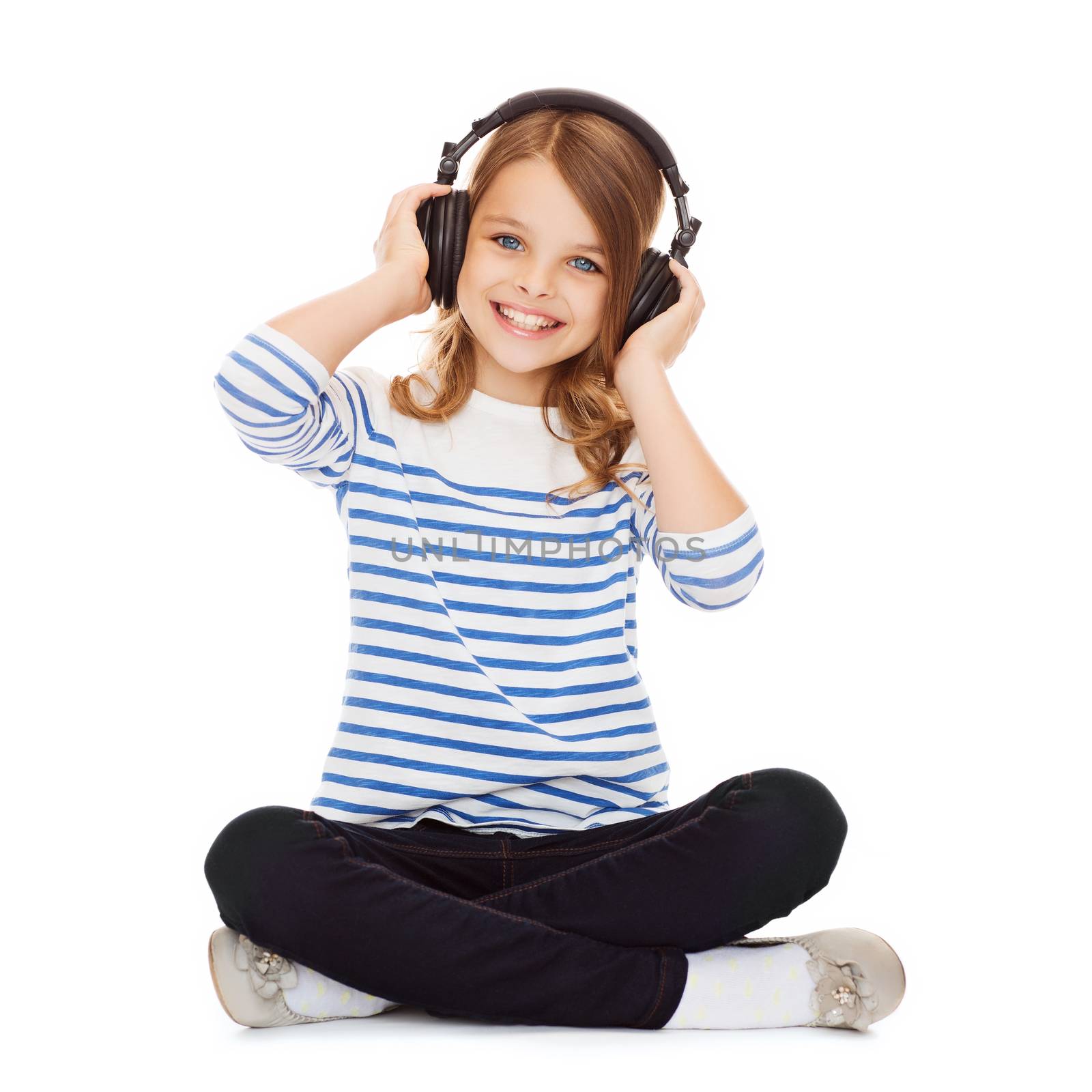 child with headphones by dolgachov