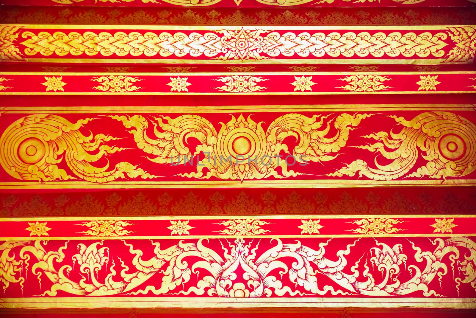 detail of thai pattern at temple hall,Chiangrai,Thailand