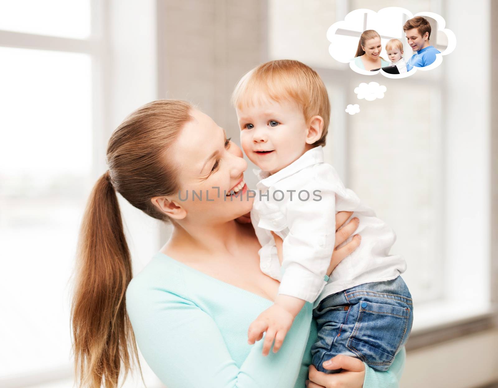 happy mother with adorable baby by dolgachov