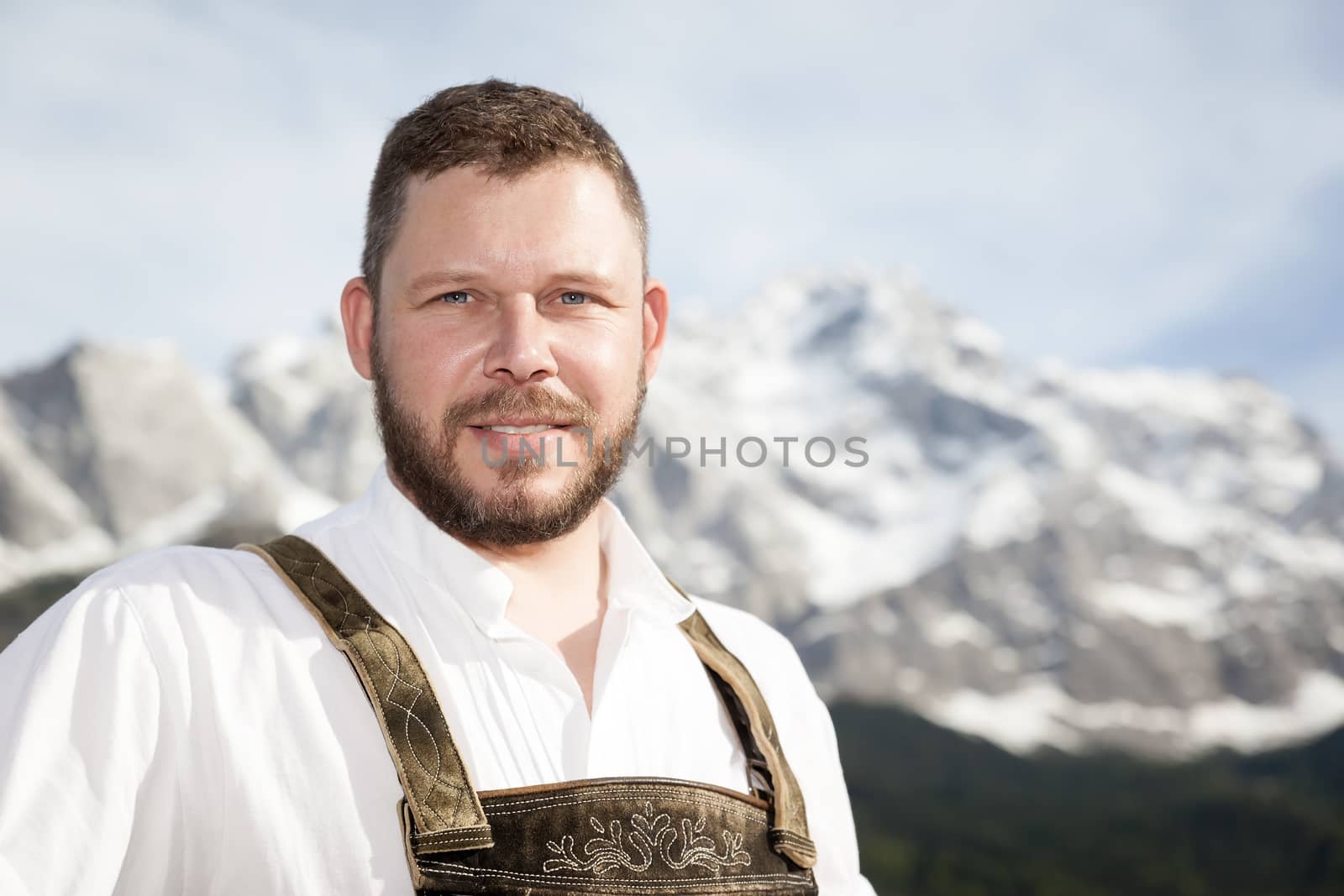 A traditional bavarian man in the nature