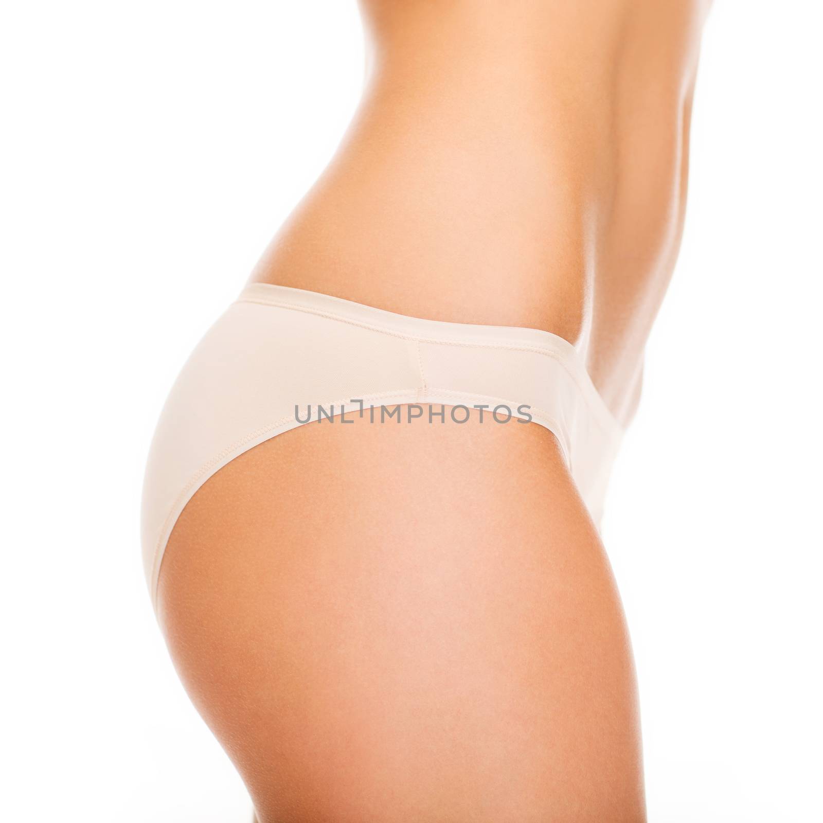 woman in cotton underwear showing slimming concept by dolgachov