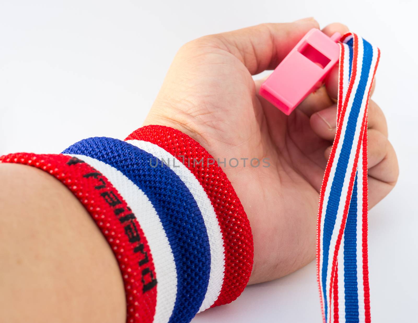 the wristband have colourful on wrist human for cheer by golengstock