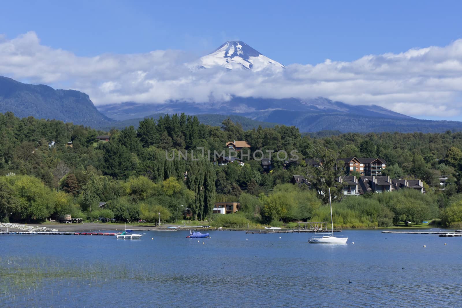 Pucon, smoke over Villarrica volcano by giannakisphoto