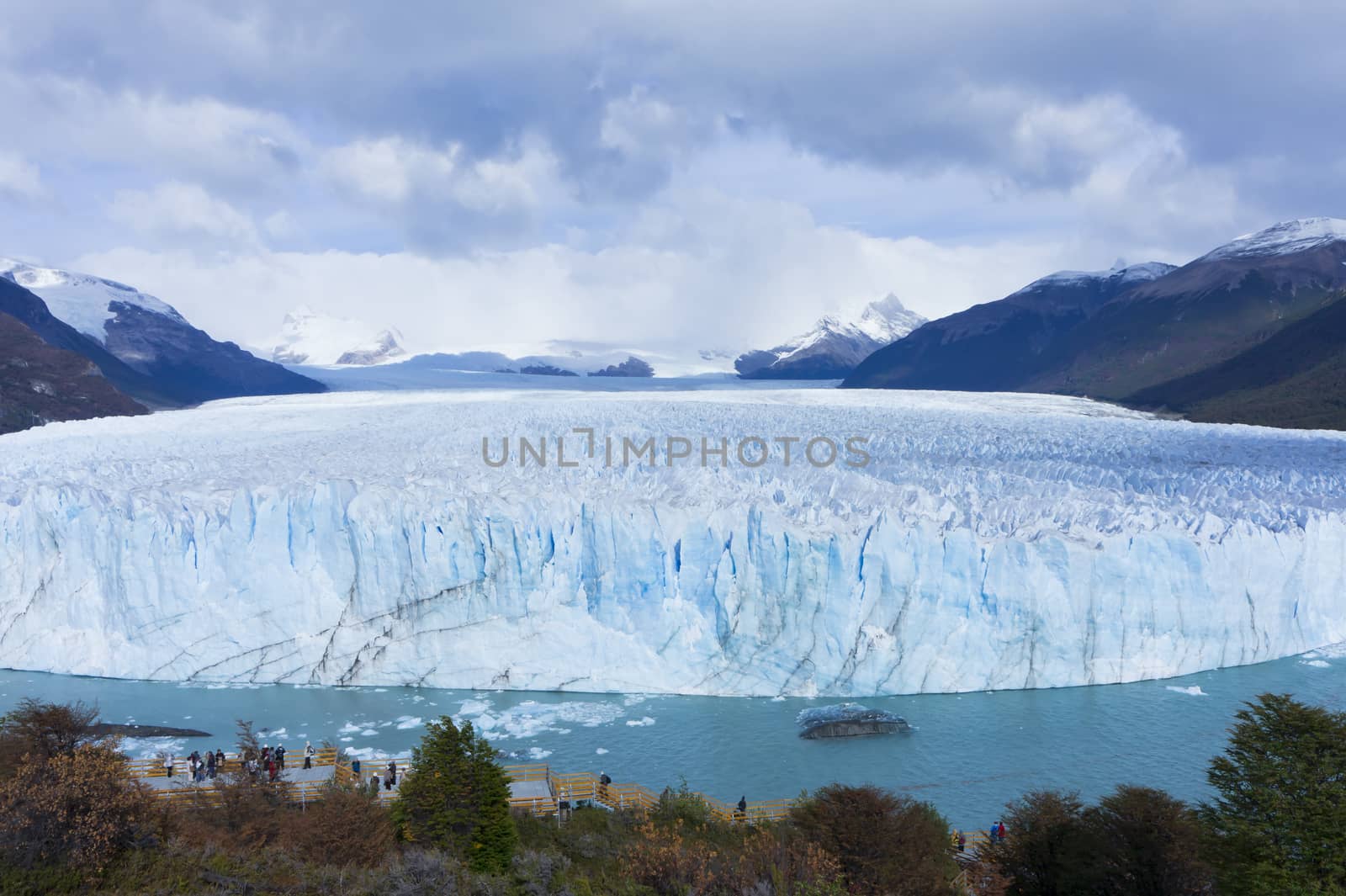 Patagonia. Perito Moreno blue glacier. View from the park balcony
