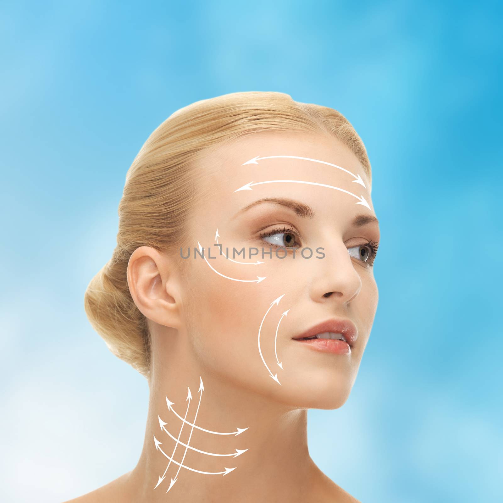 health, beauty, medicine concept - beautiful woman ready for cosmetic surgery