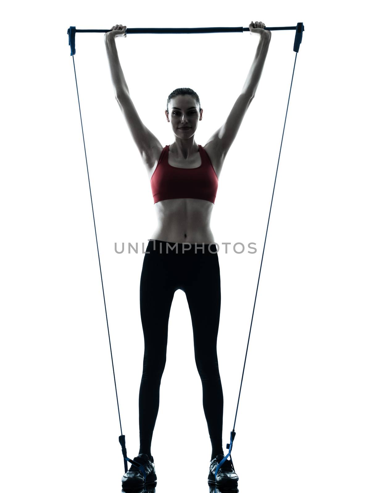 woman exercising gymstick silhouette by PIXSTILL