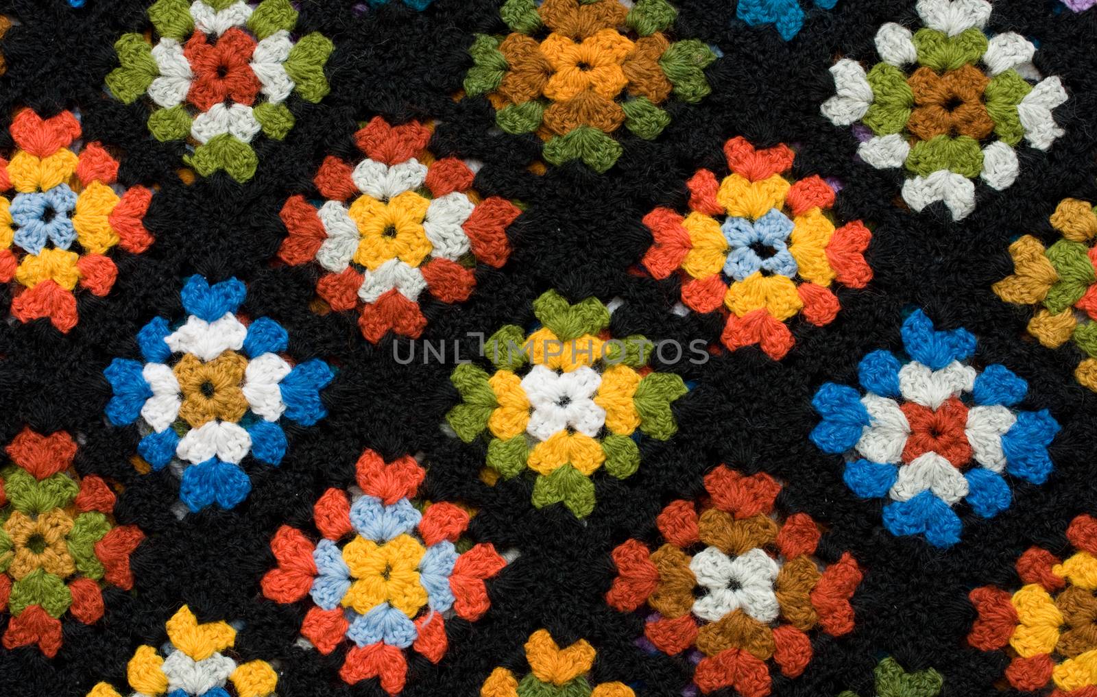 Retro homemade crochet blanket made from Granny Squares by kavring