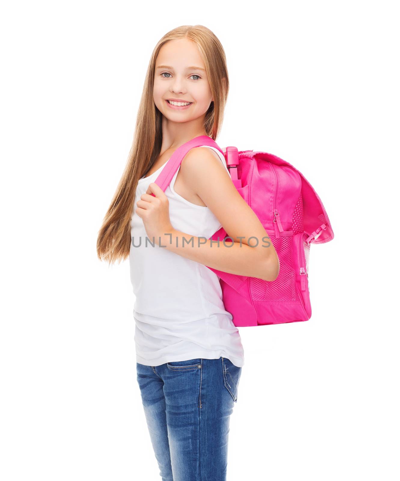 education and school concept - happy and smiling teenage girl