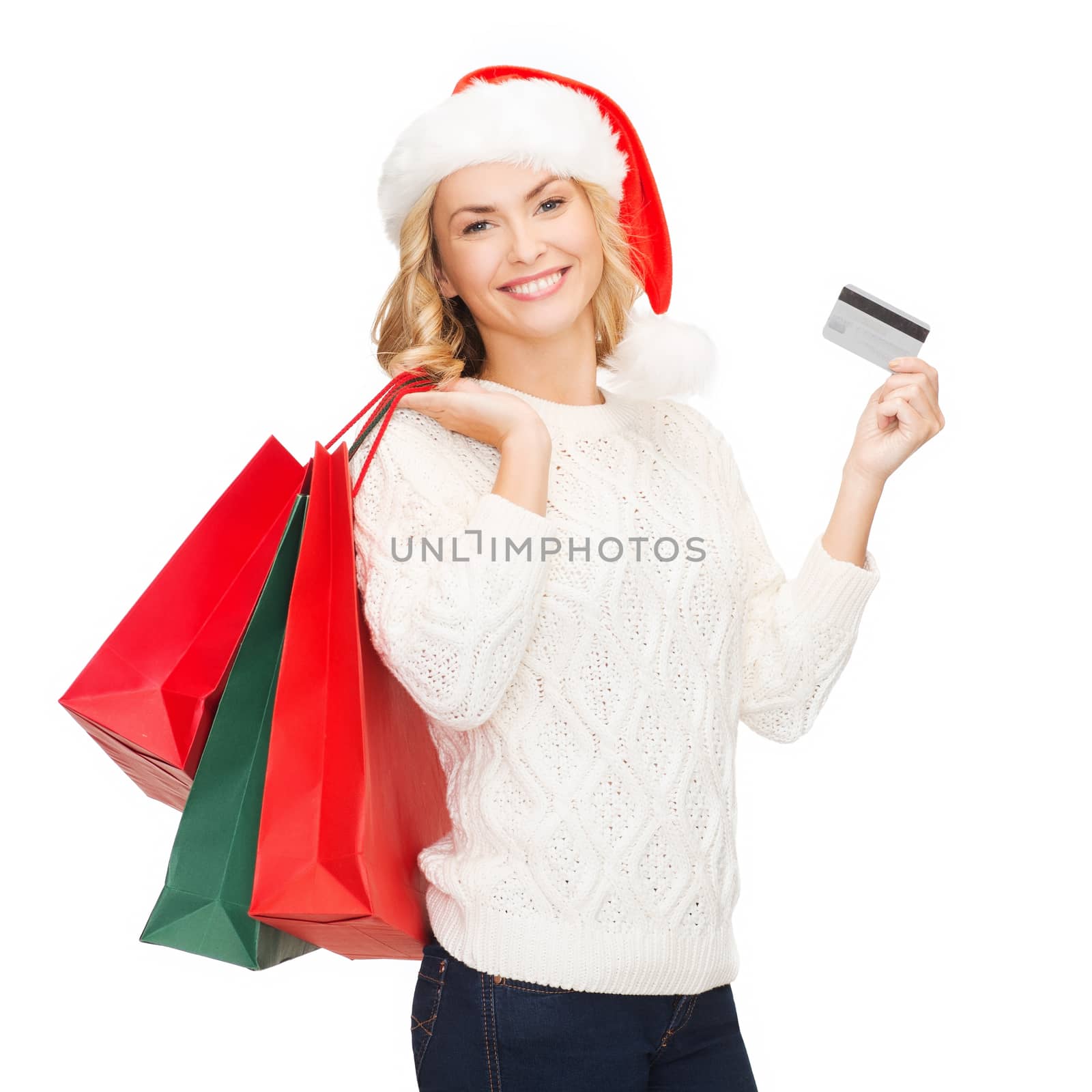 woman with shopping bags and credit card by dolgachov