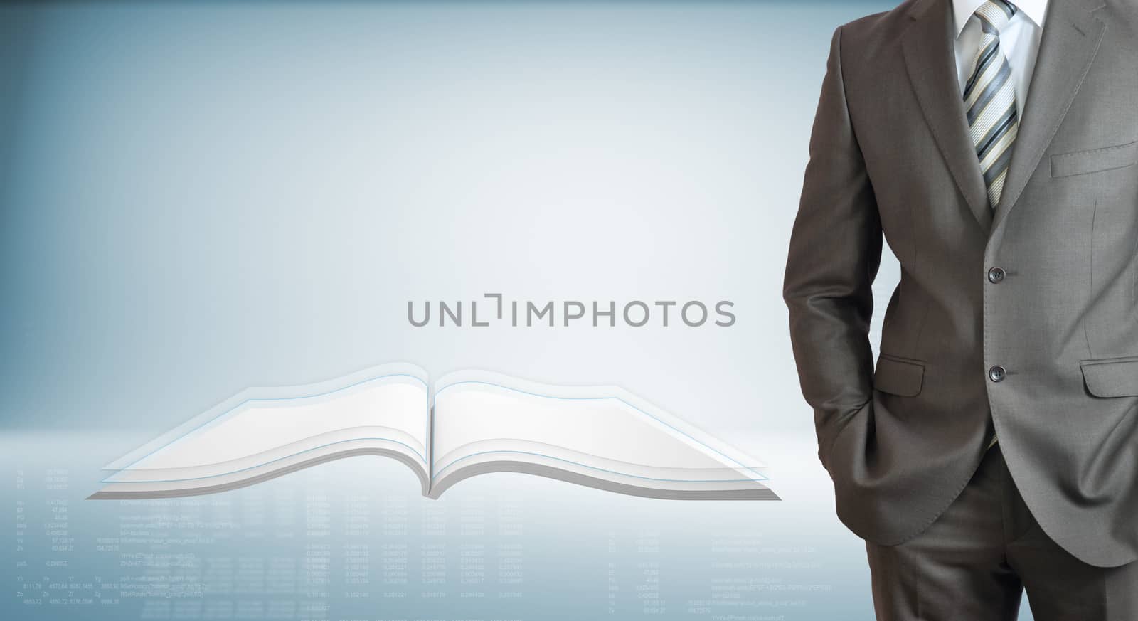Businessman with open book by cherezoff