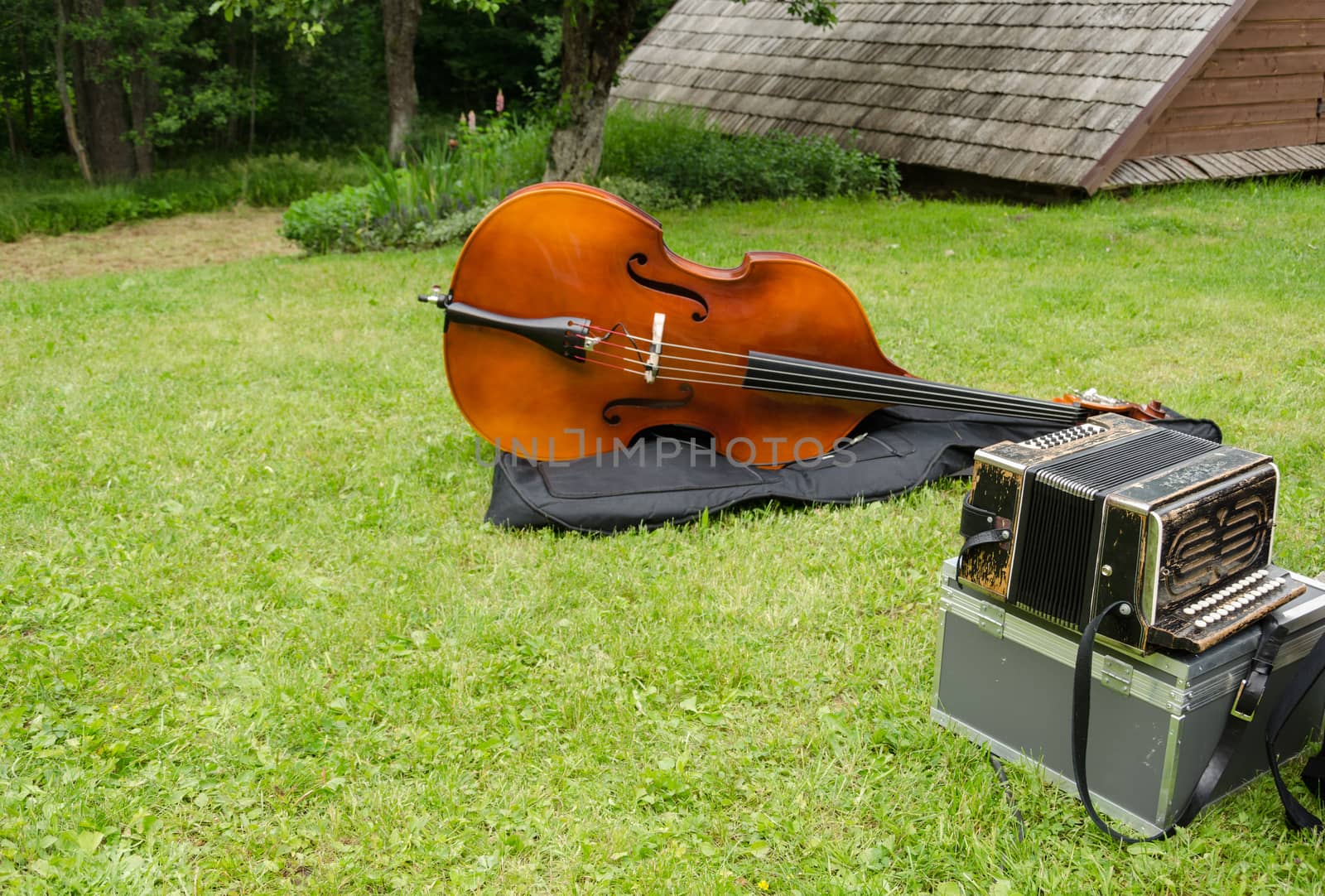 vintage folk instrument bass accordion ourtdoor by sauletas