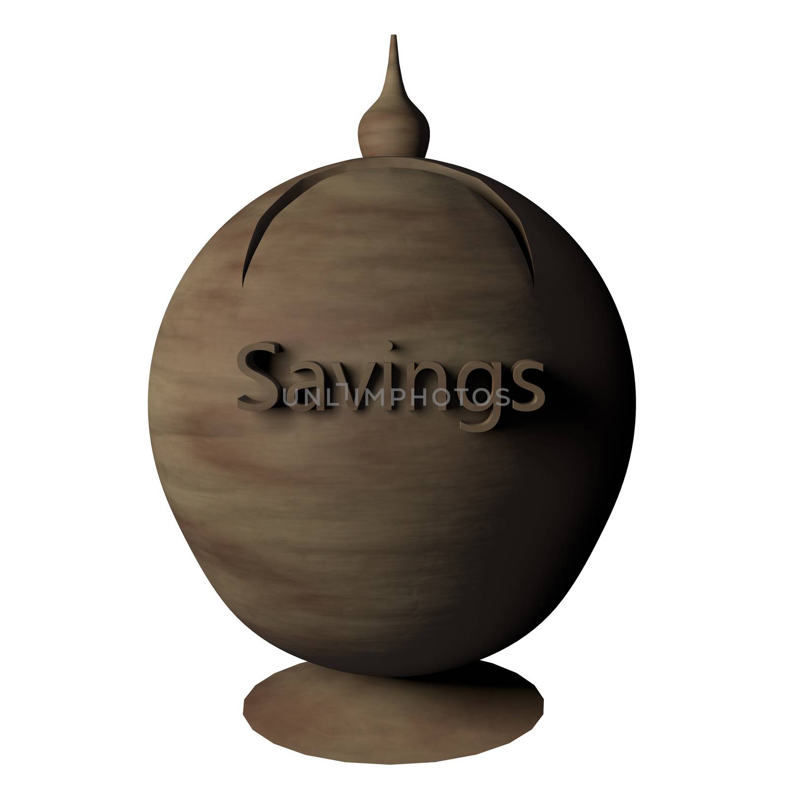 Piggy bank for savings, 3d render, isolated over white