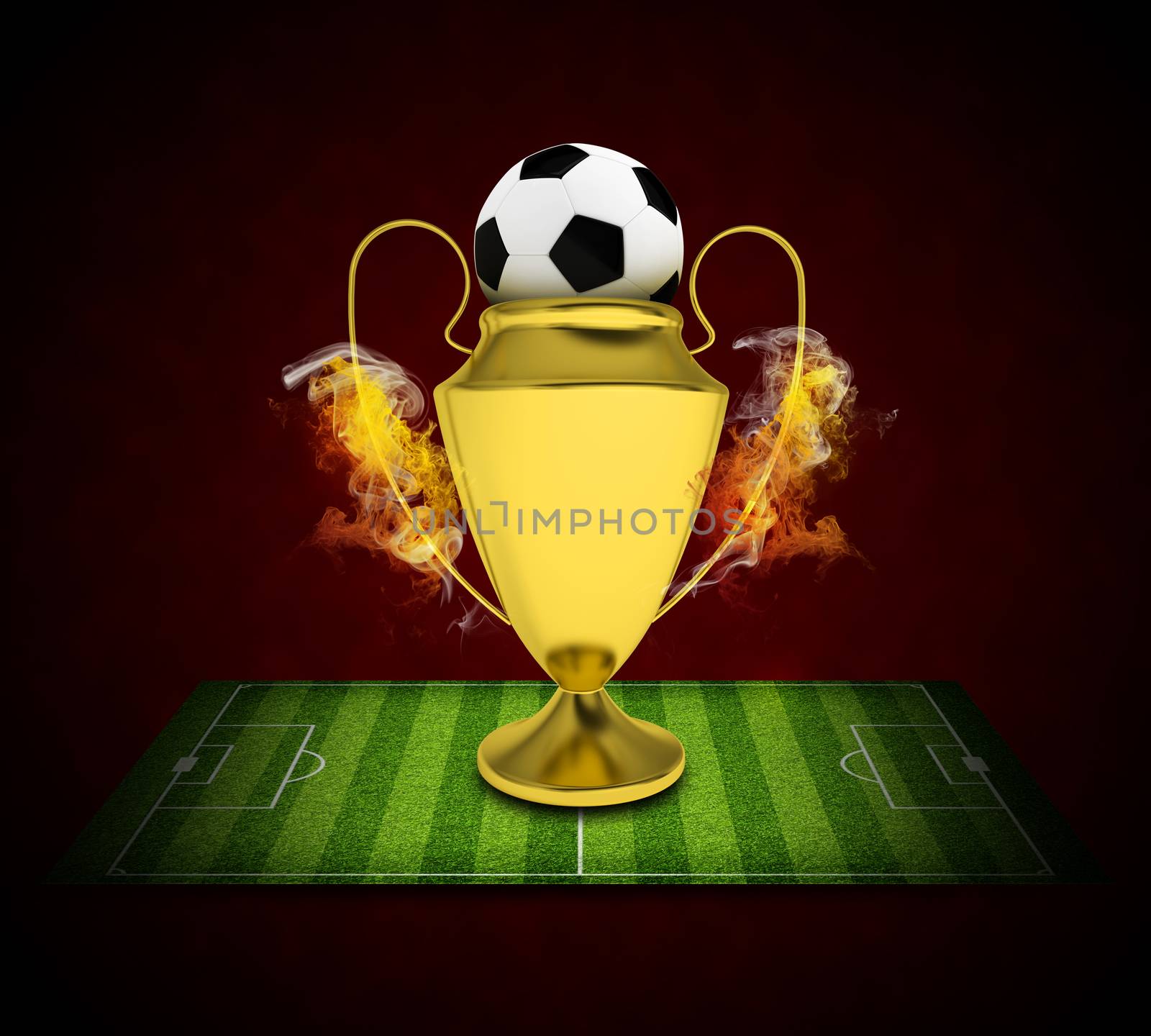 Soccer Cup and ball in colored smoke by cherezoff