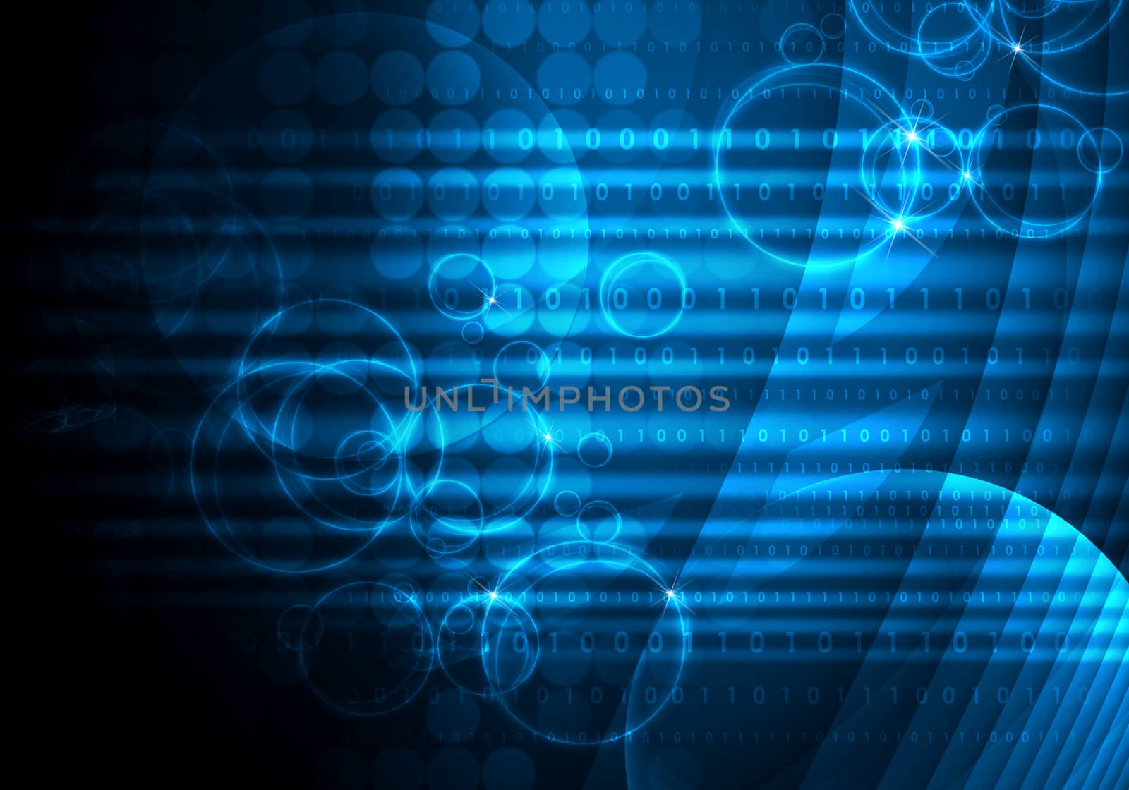 Glowing figures and circles. Hi-tech background by cherezoff