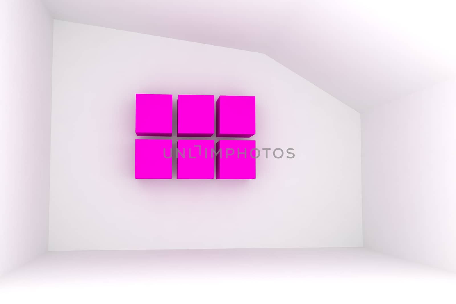 Empty room with blank pink box for interior background.
