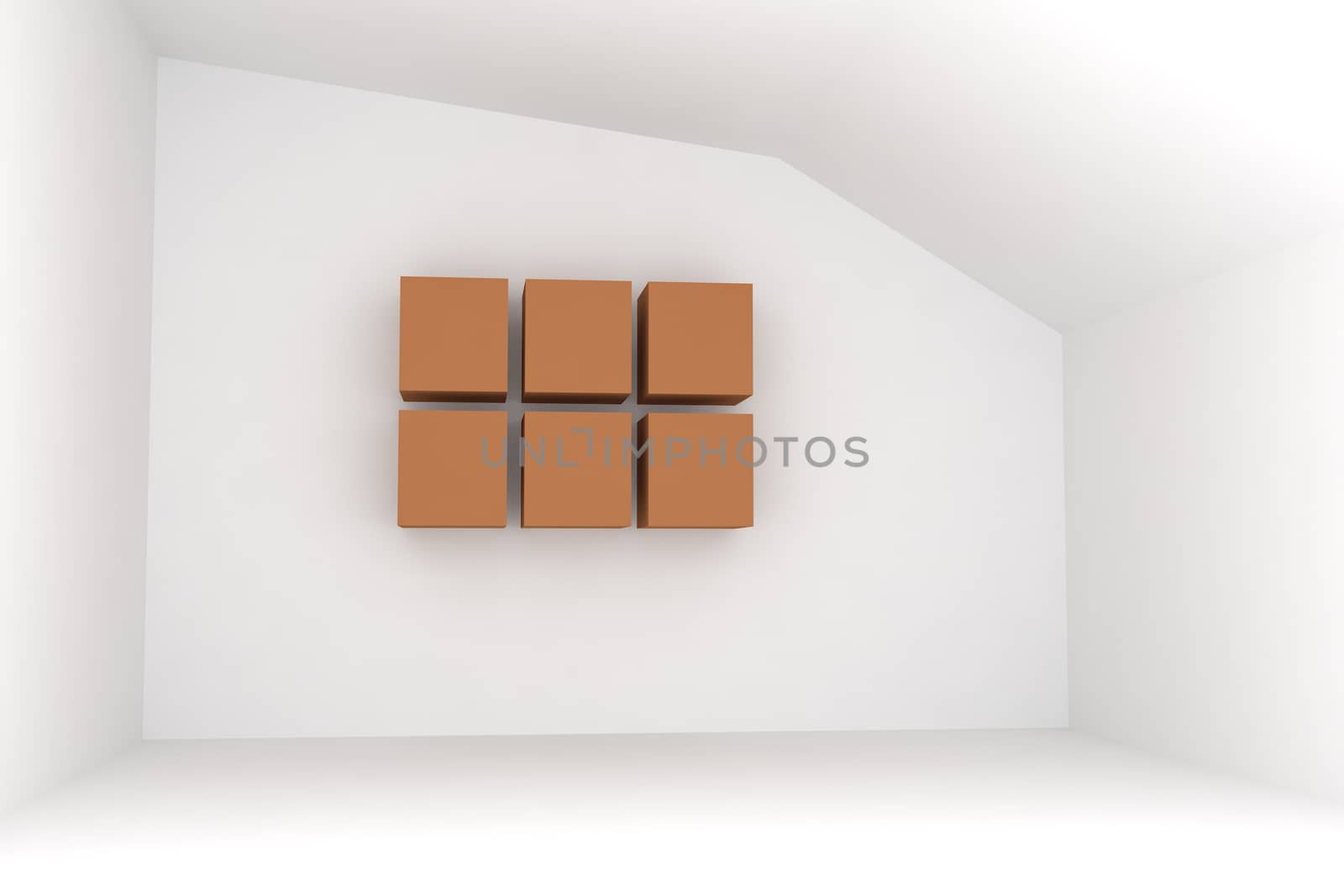 Empty room with blank brown box for interior background.