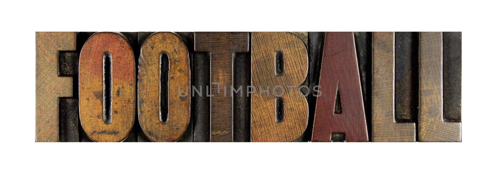 The word FOOTBALL written in vintage letterpress type
