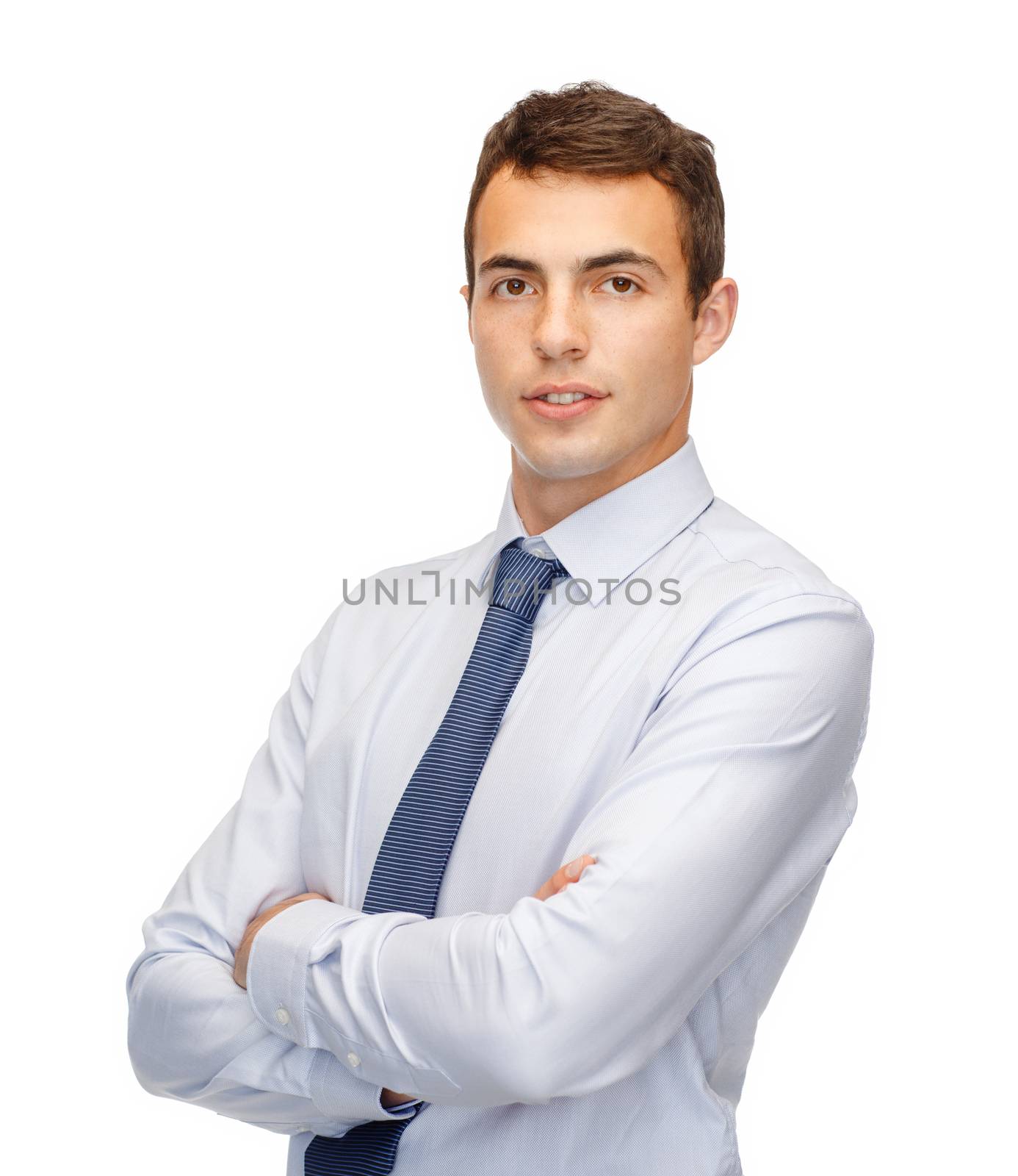 business and office, people concept - friendly young buisnessman