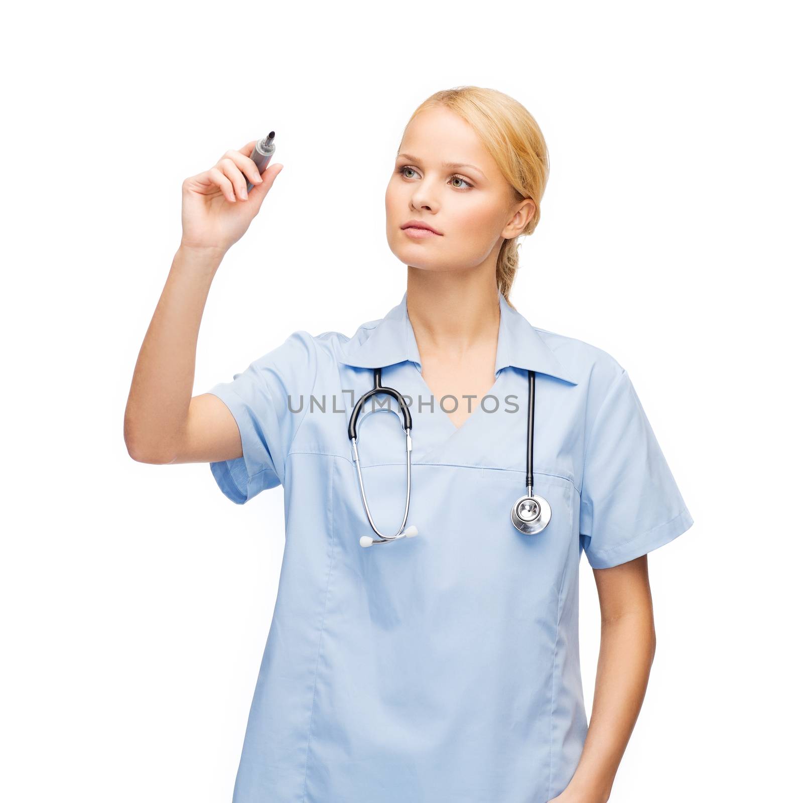 doctor or nurse working with something imaginary by dolgachov