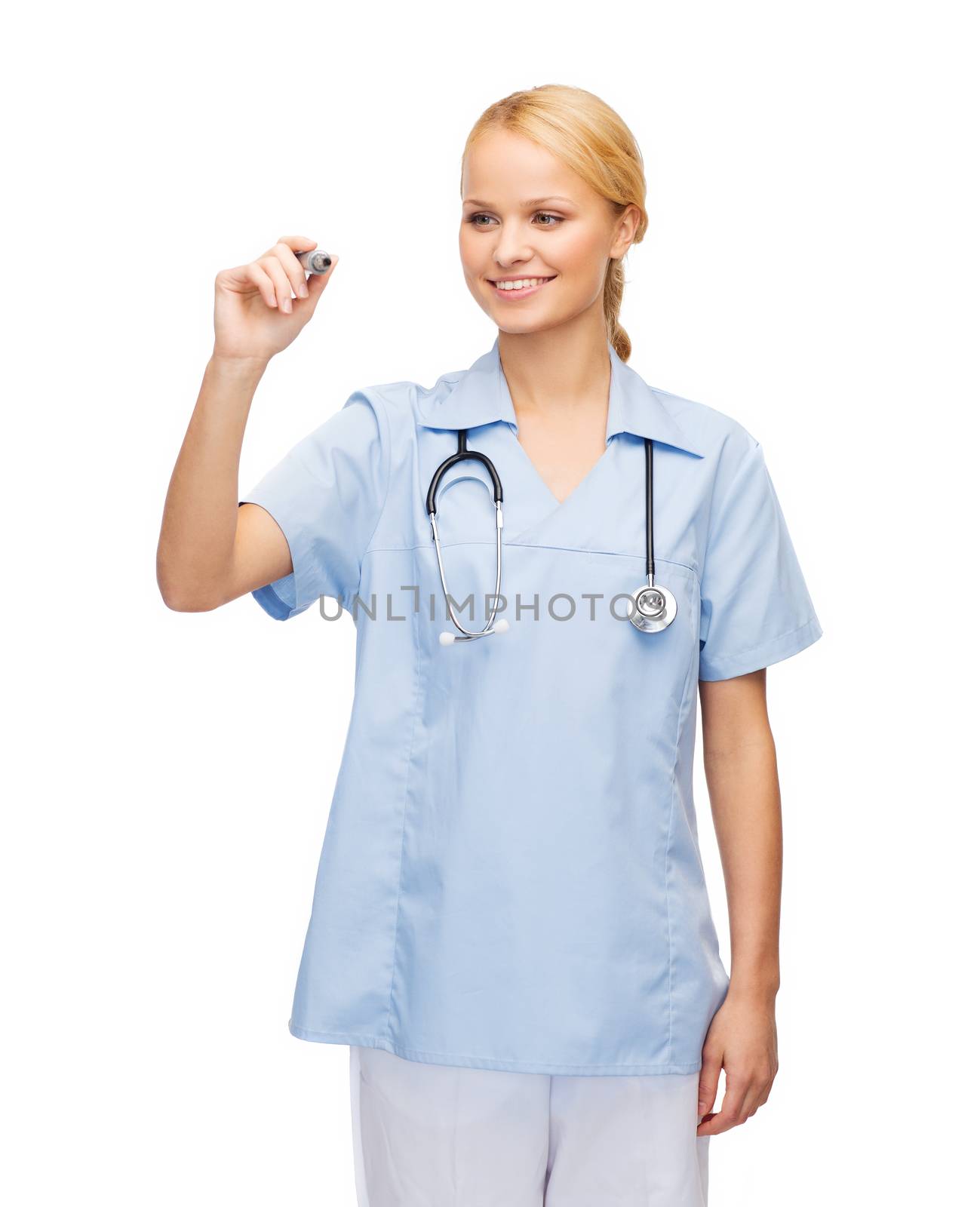 doctor or nurse working with something imaginary by dolgachov