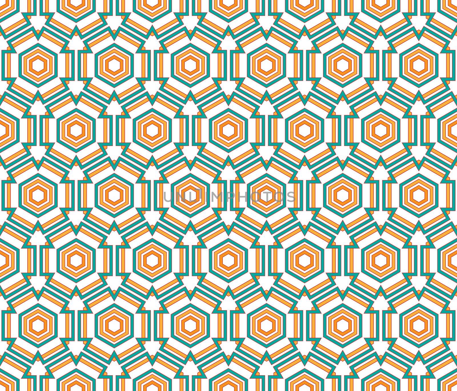 background or fabrik orange and green hexagon linear pattern