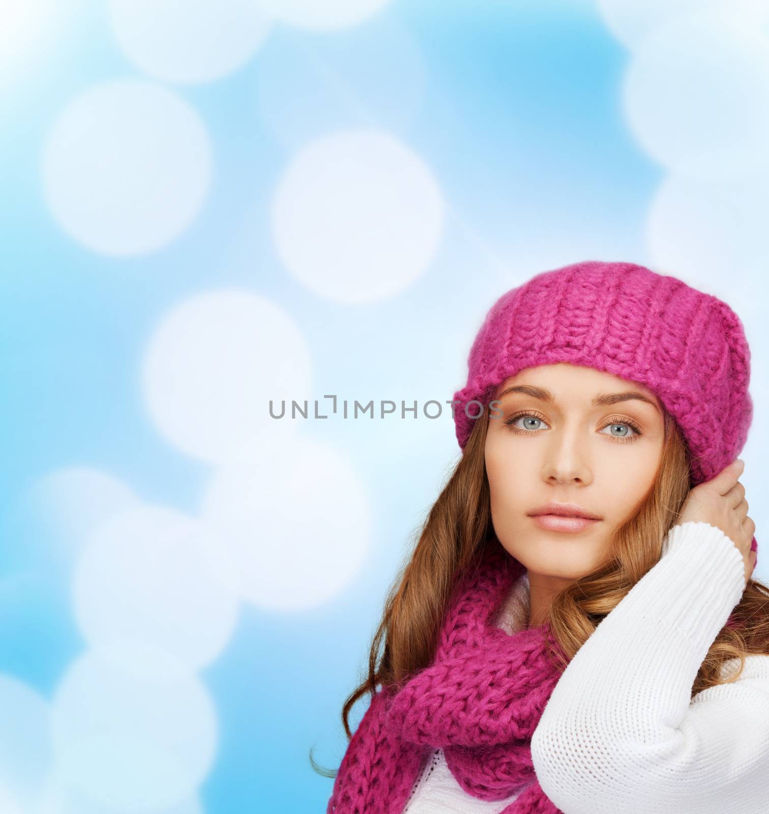 woman in pink hat and scarf by dolgachov