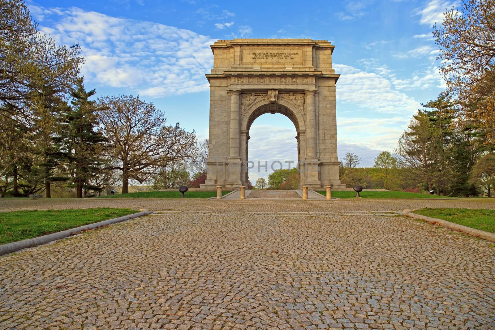 The National Memorial Arch monument dedicated to George Washington and the United States Continental Army.This monument is located at Valley Forge National Historical Park in Pennsylvania,USA.