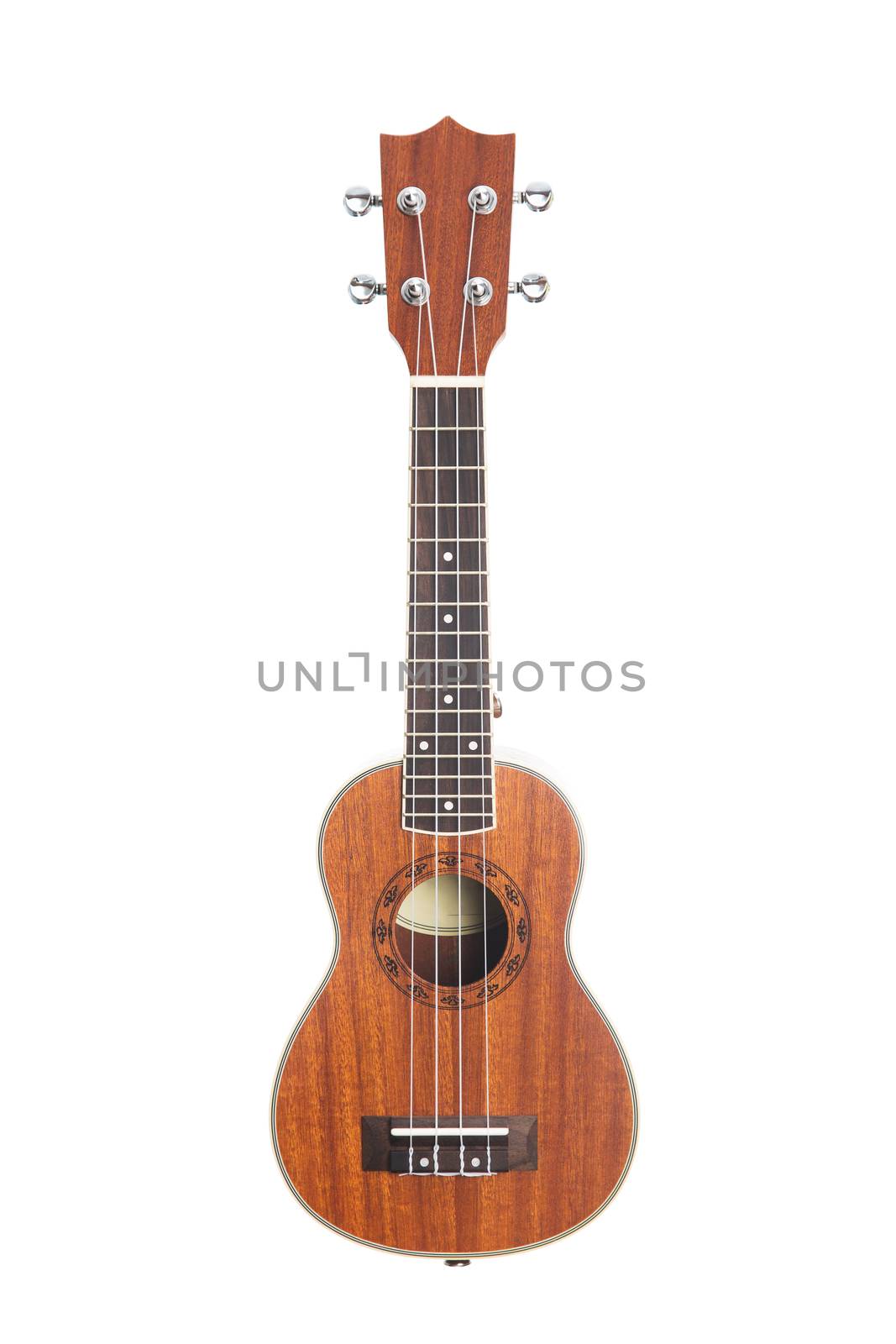 Ukulele Hawaiian guitar, studio shot isolated on white background 
