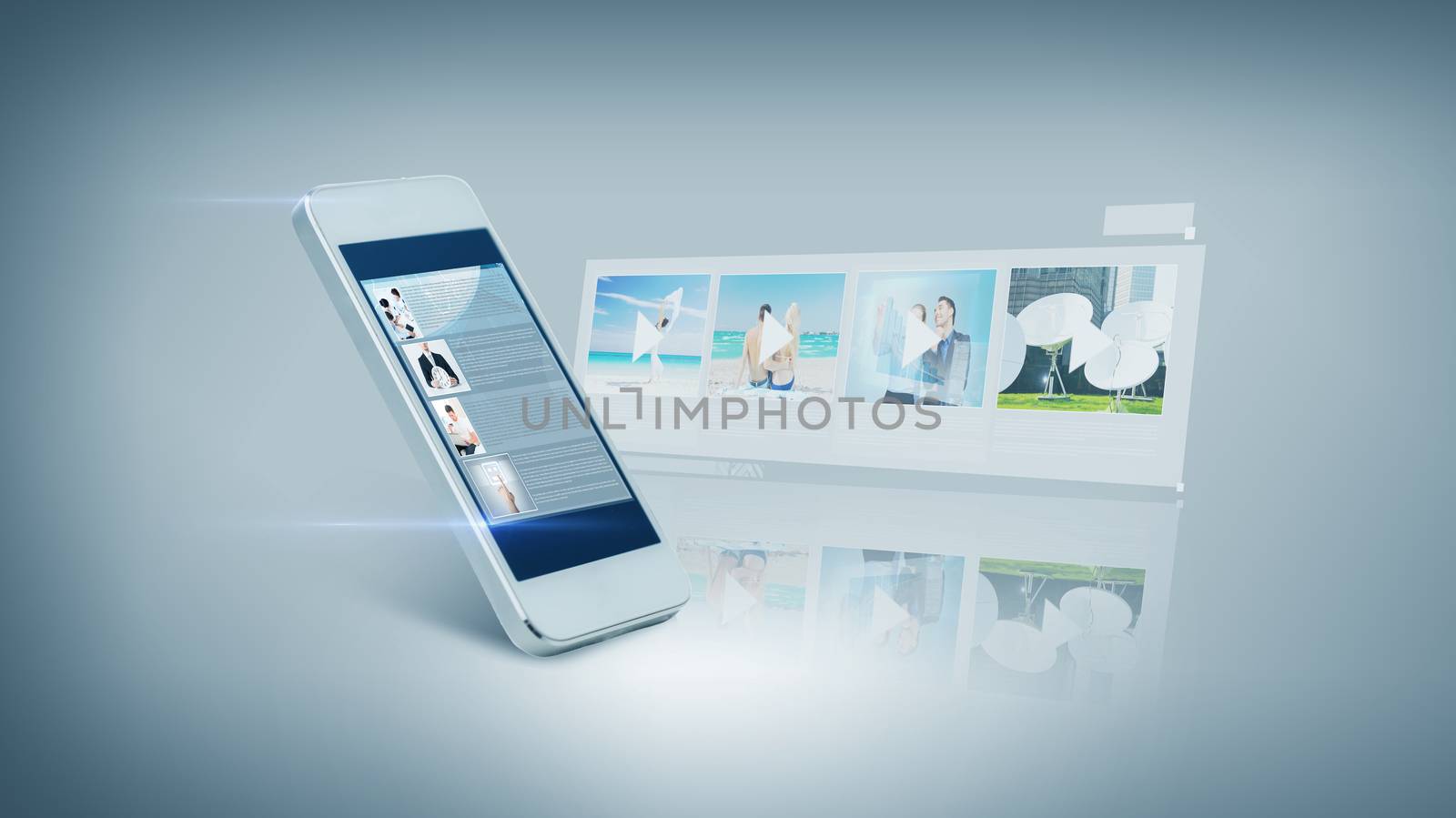 white smarthphone with video on screen by dolgachov