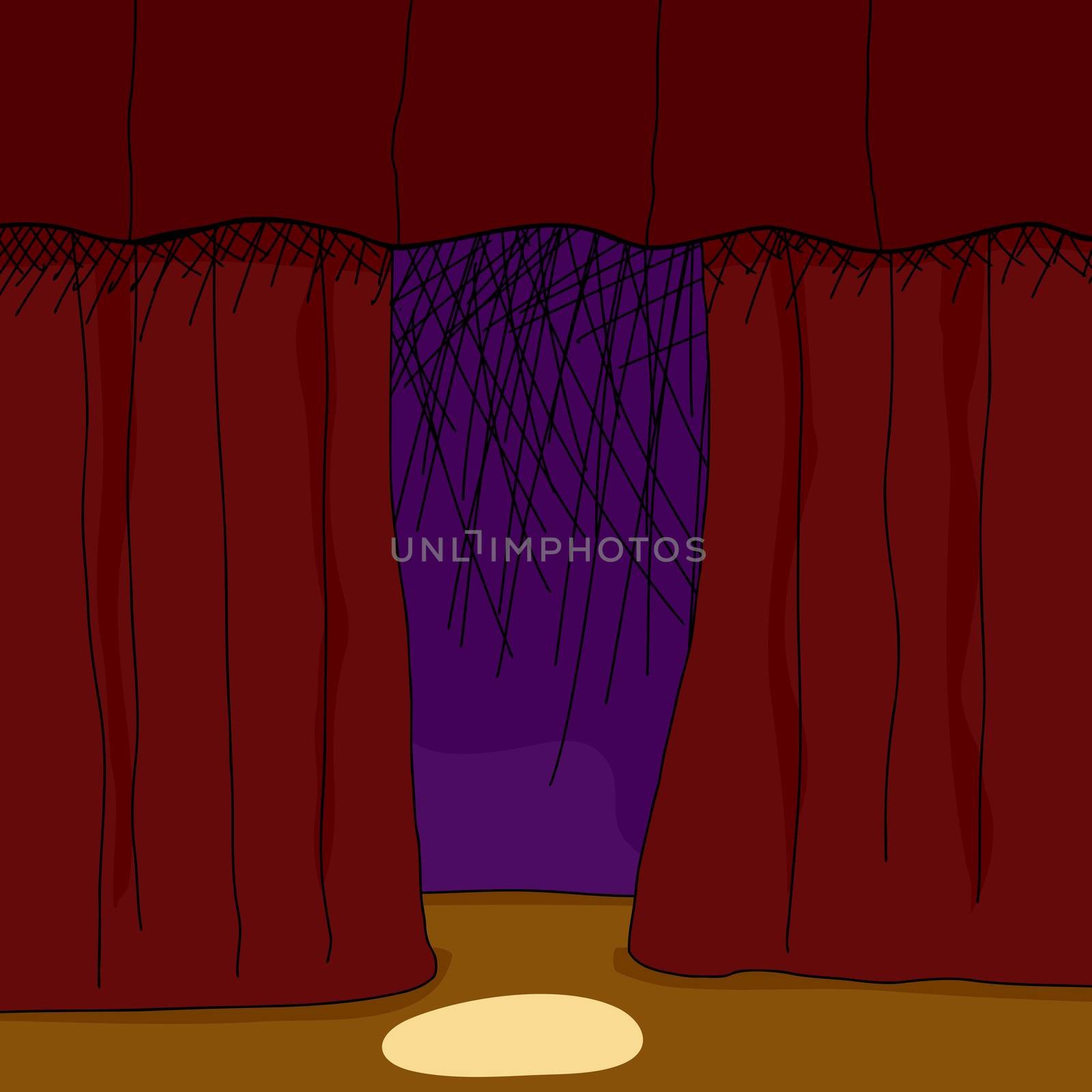 Hand drawn theater stage background with spotlight