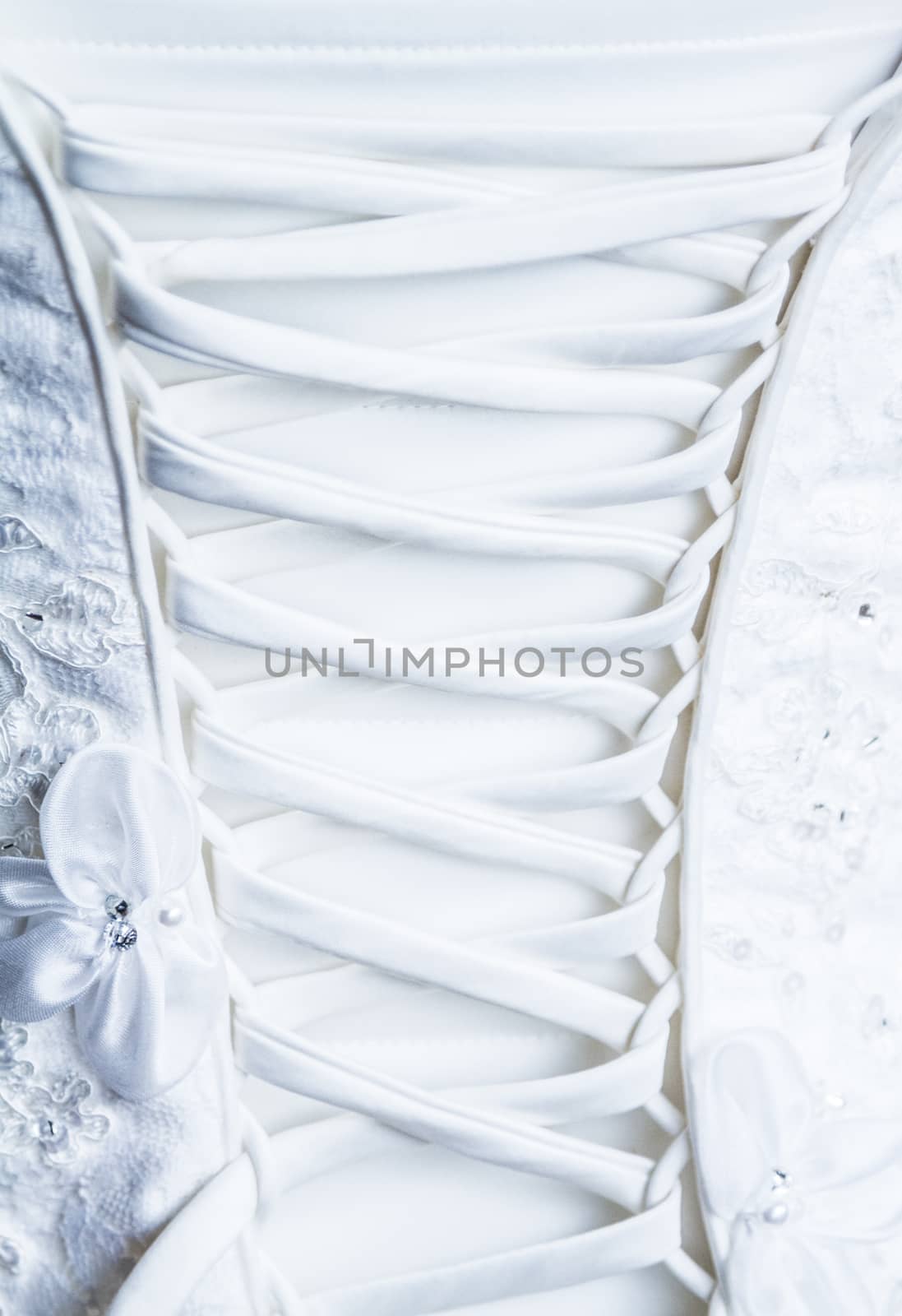 Back Laces and Details of the Bride Wedding dress