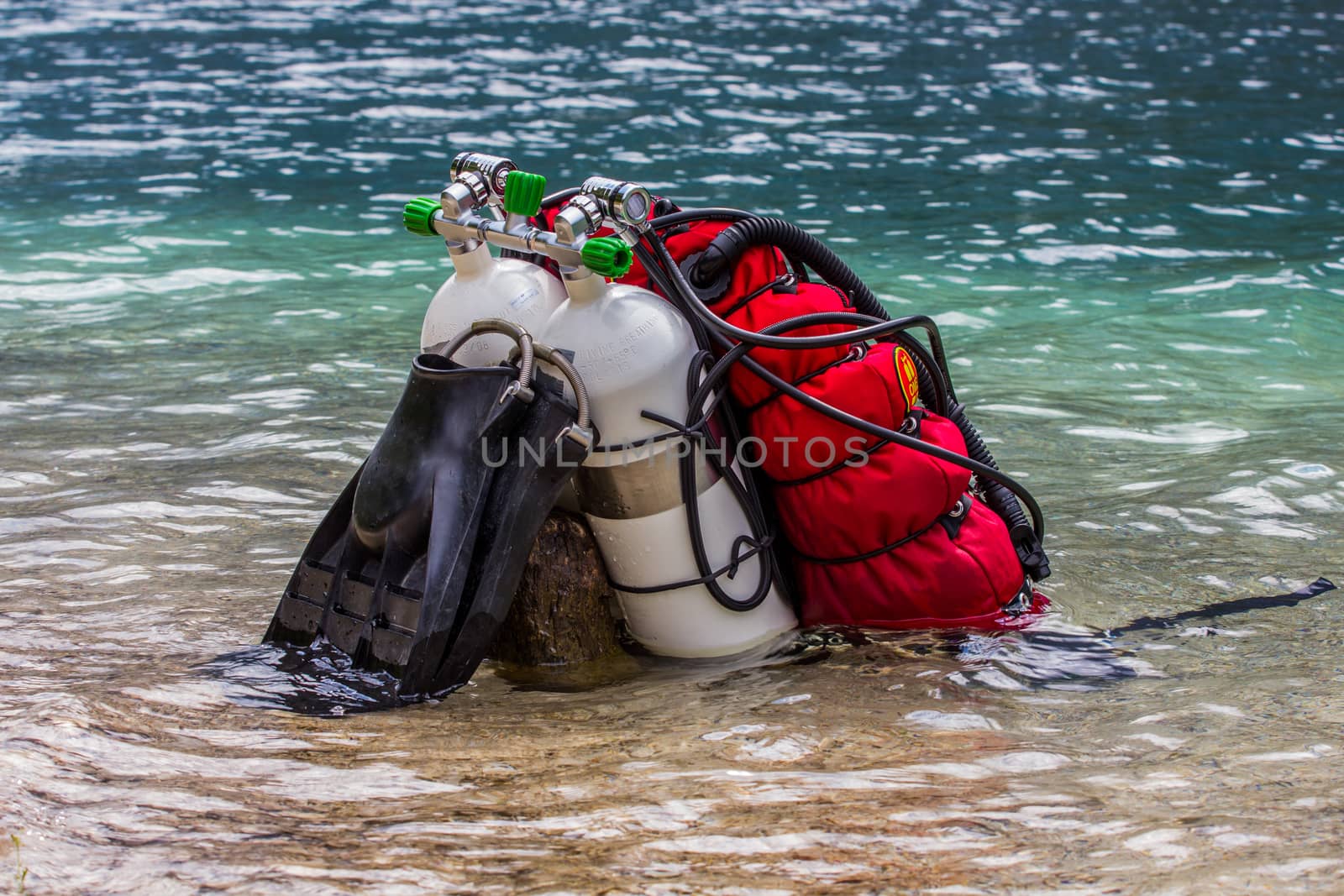 Scuba diving in high mountains lake Austria