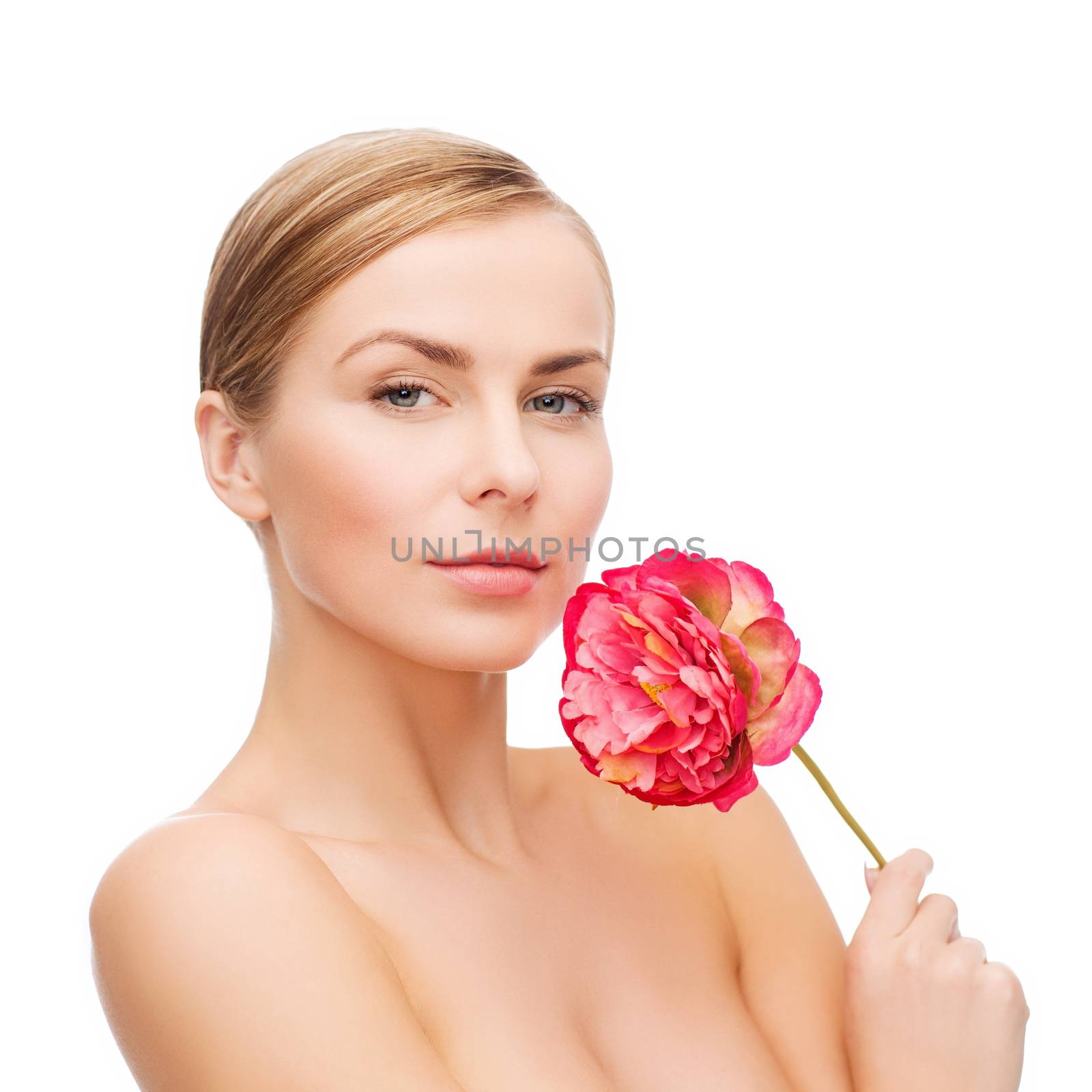 lovely woman with peonie flower by dolgachov