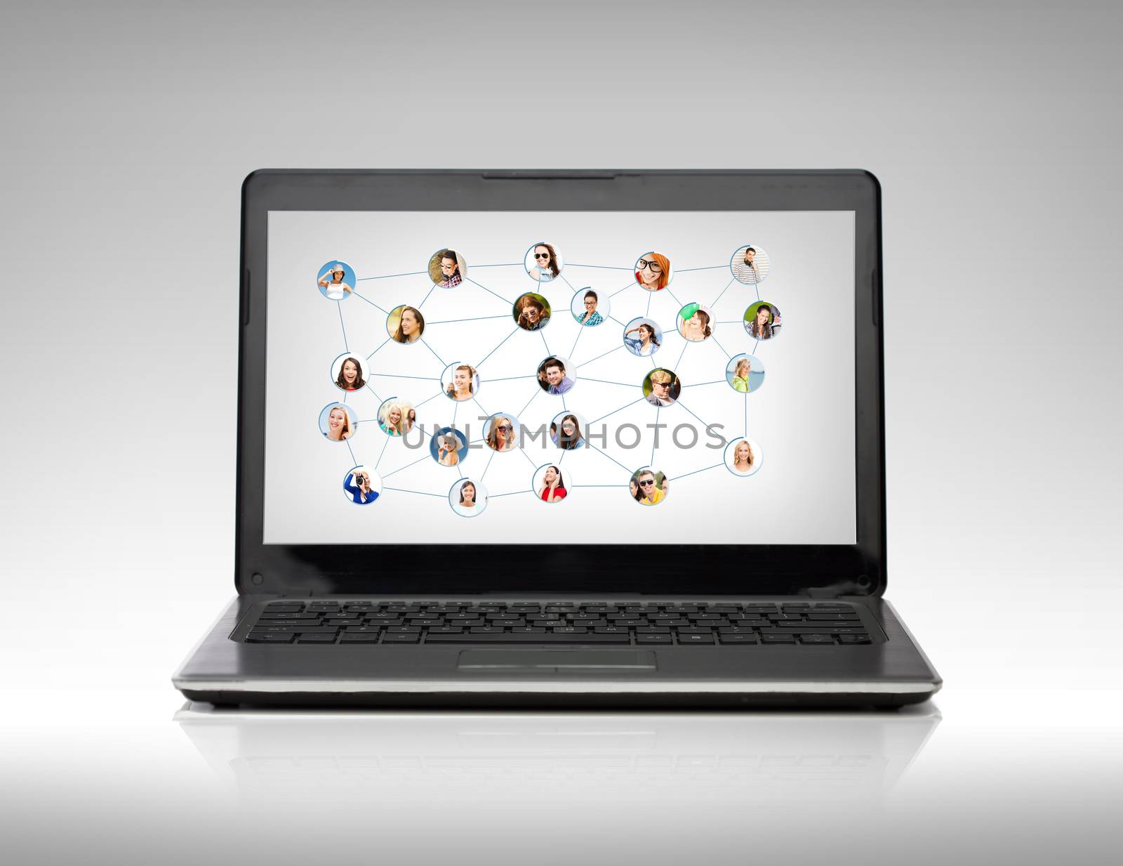laptop computer with social network on screen by dolgachov
