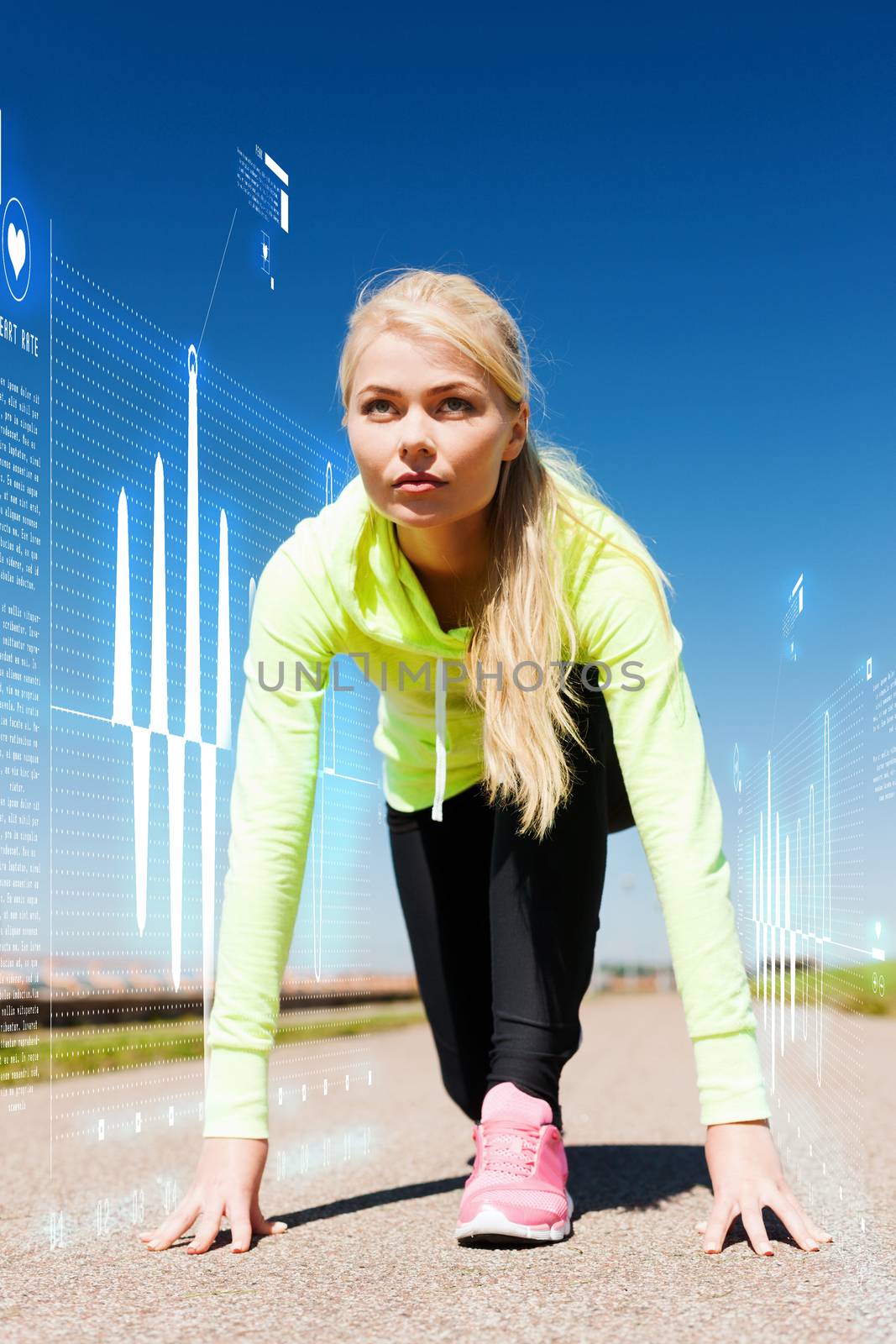 concentrated woman doing running outdoors by dolgachov