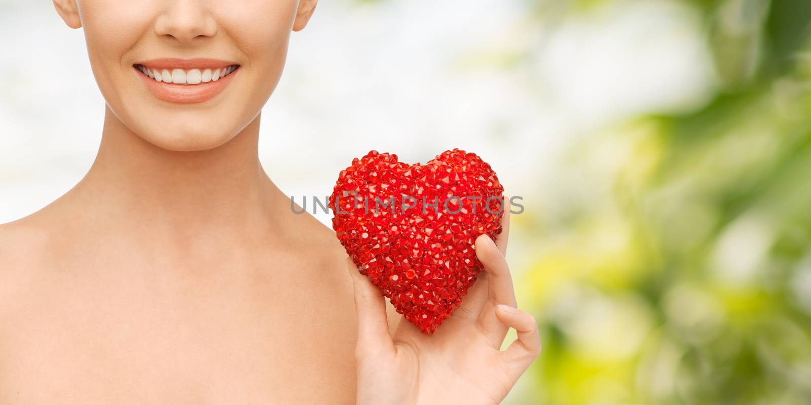 beautiful woman with red heart by dolgachov