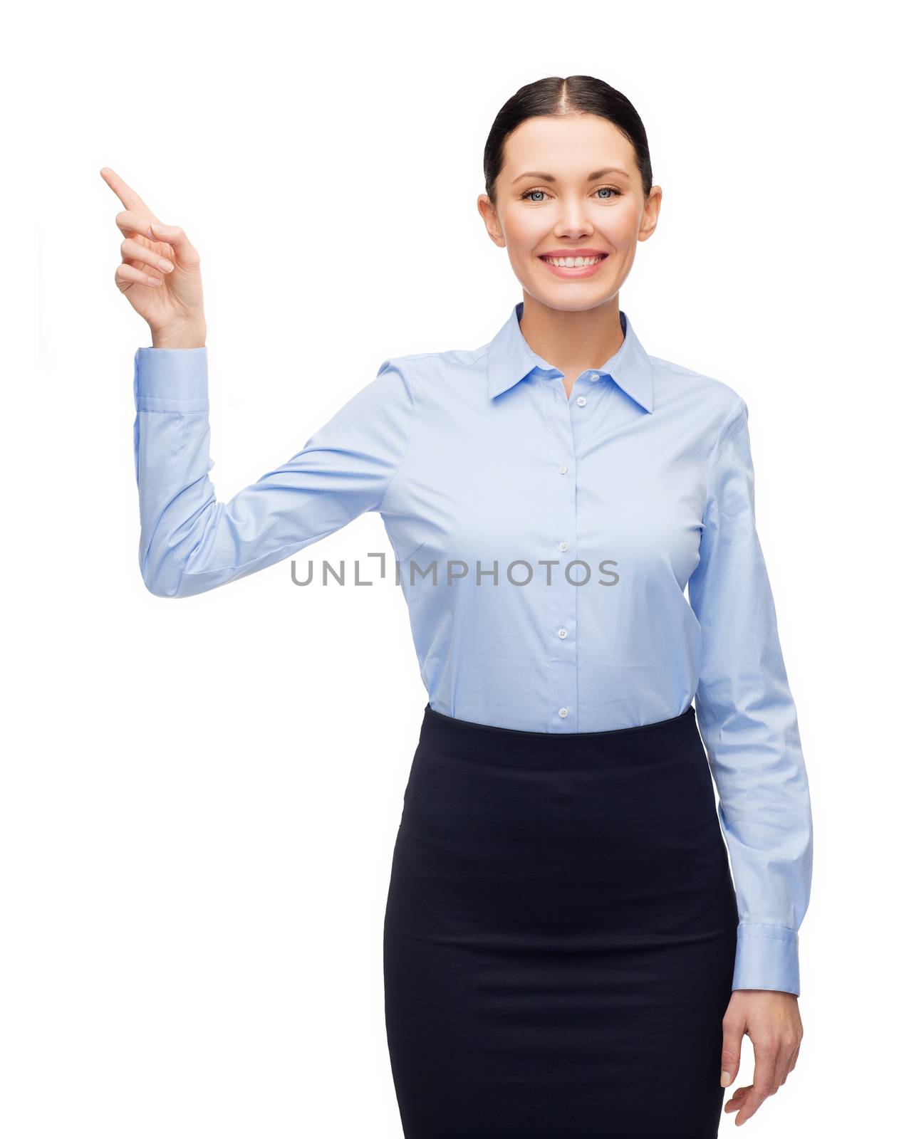 smiling woman with her finger up by dolgachov