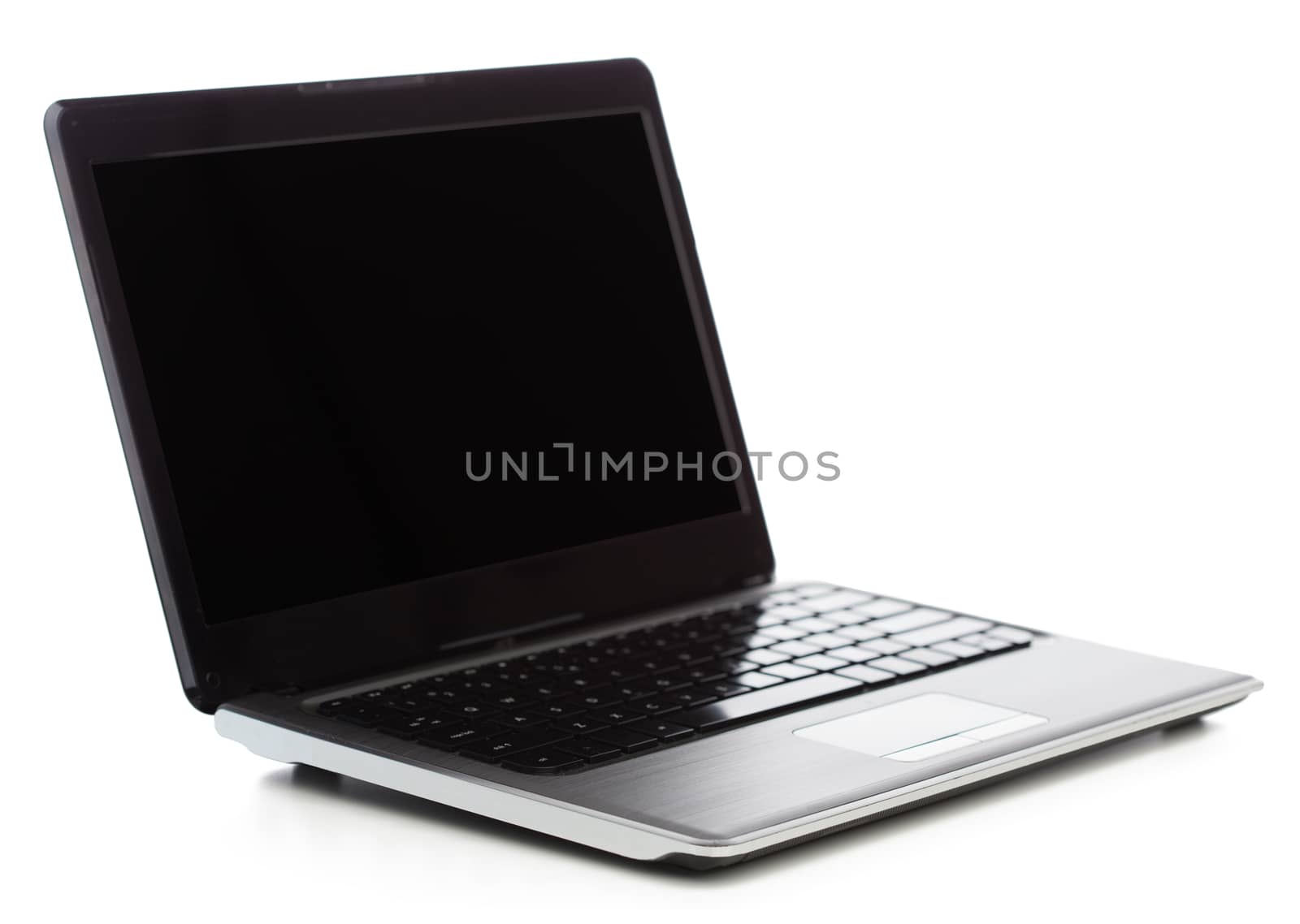 laptop computer with blank black screen by dolgachov