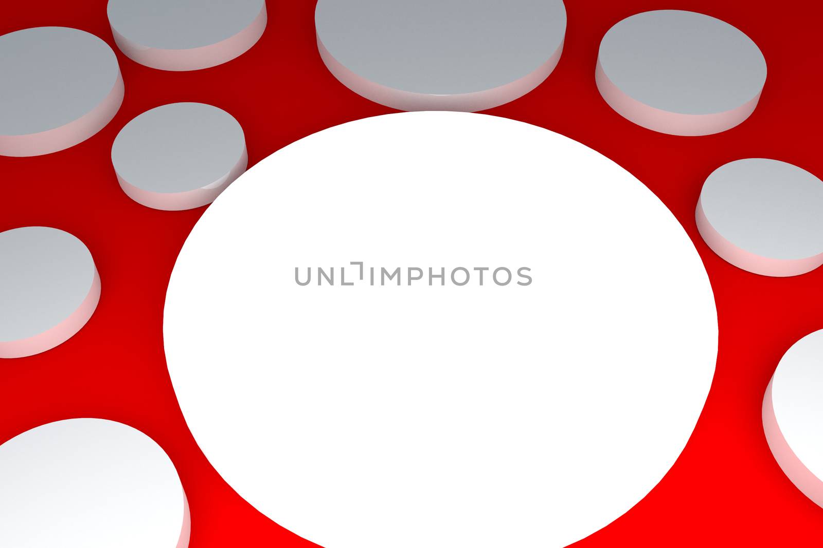 3d blank abstract white button with red background.