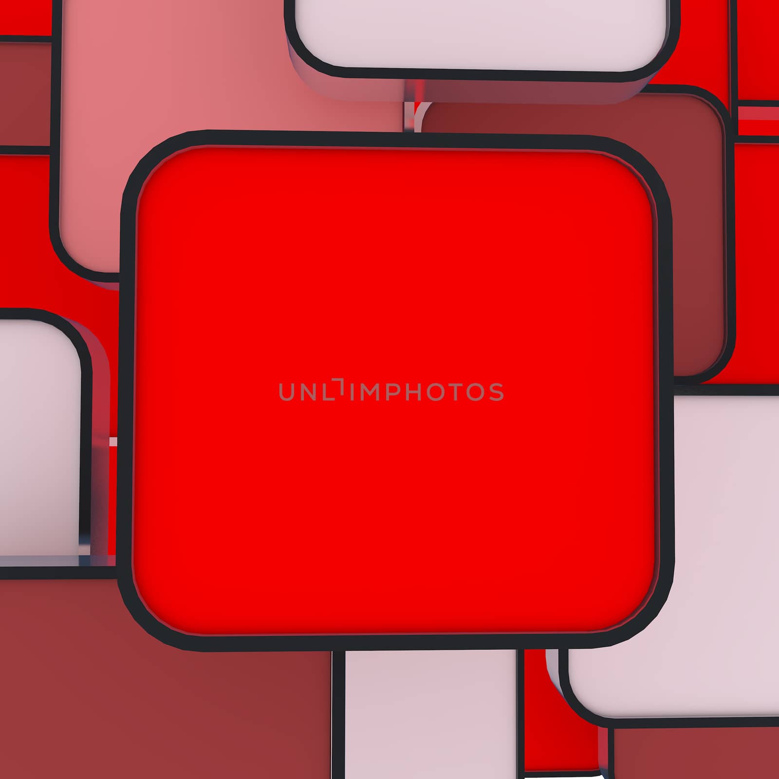 3D blank abstract  red box display new design aluminum frame template for design work