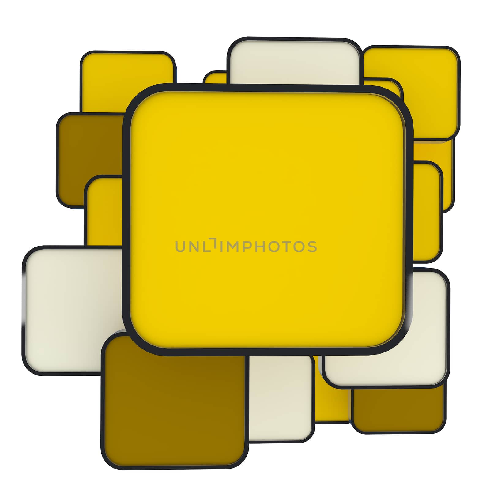 3D blank abstract  yellow box display new design aluminum frame template for design work