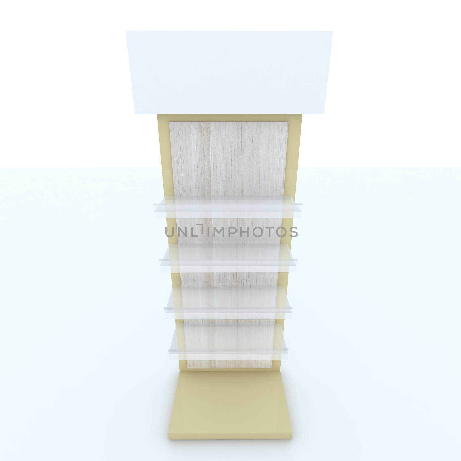 Color yellow shelf design on white background.
