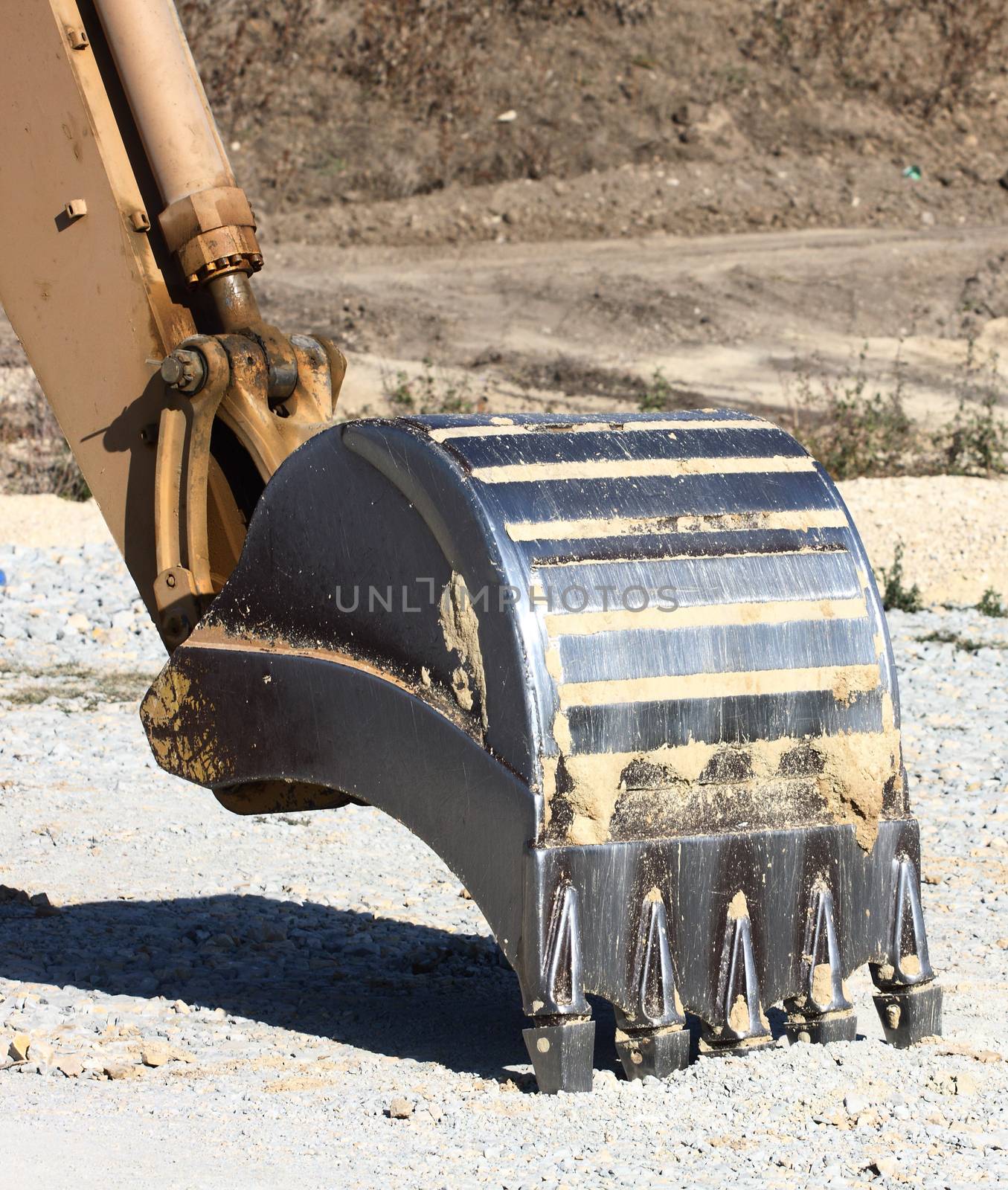 A big excavator bucket close up